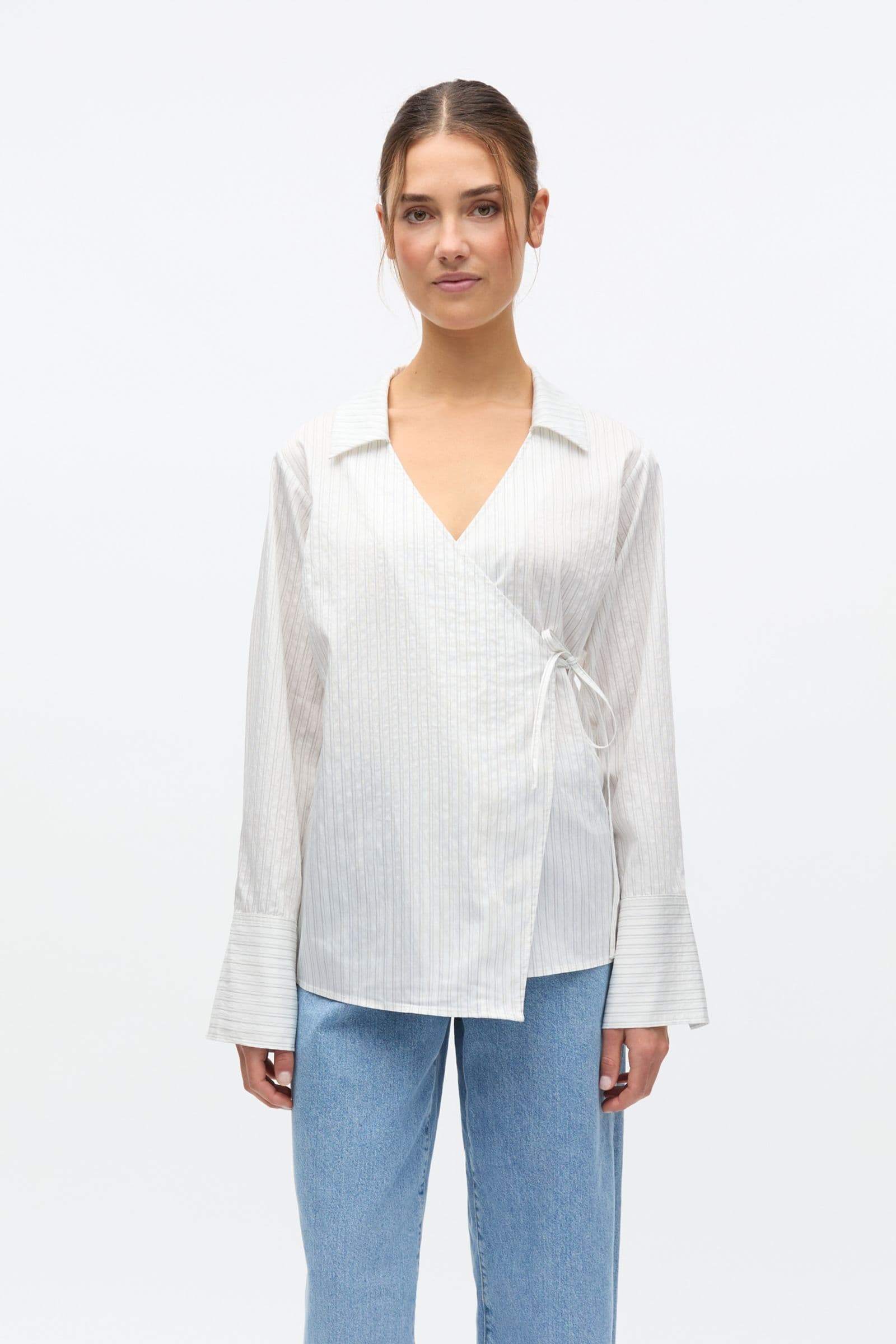 Enakron LS V-N Shirt 7398 White Classic Stripe