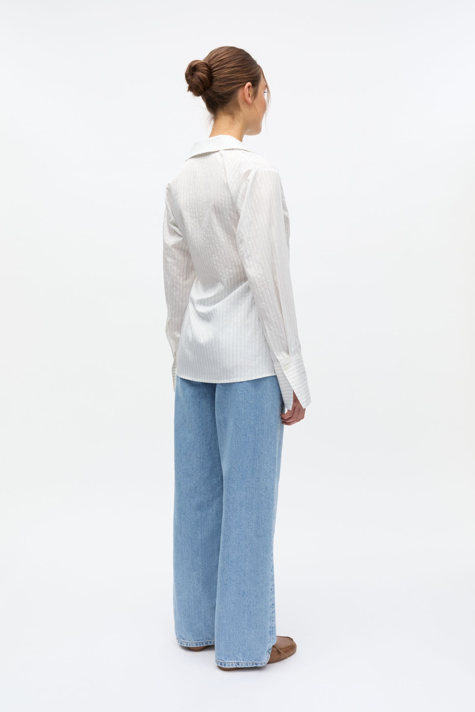 Enakron LS V-N Shirt 7398 White Classic Stripe