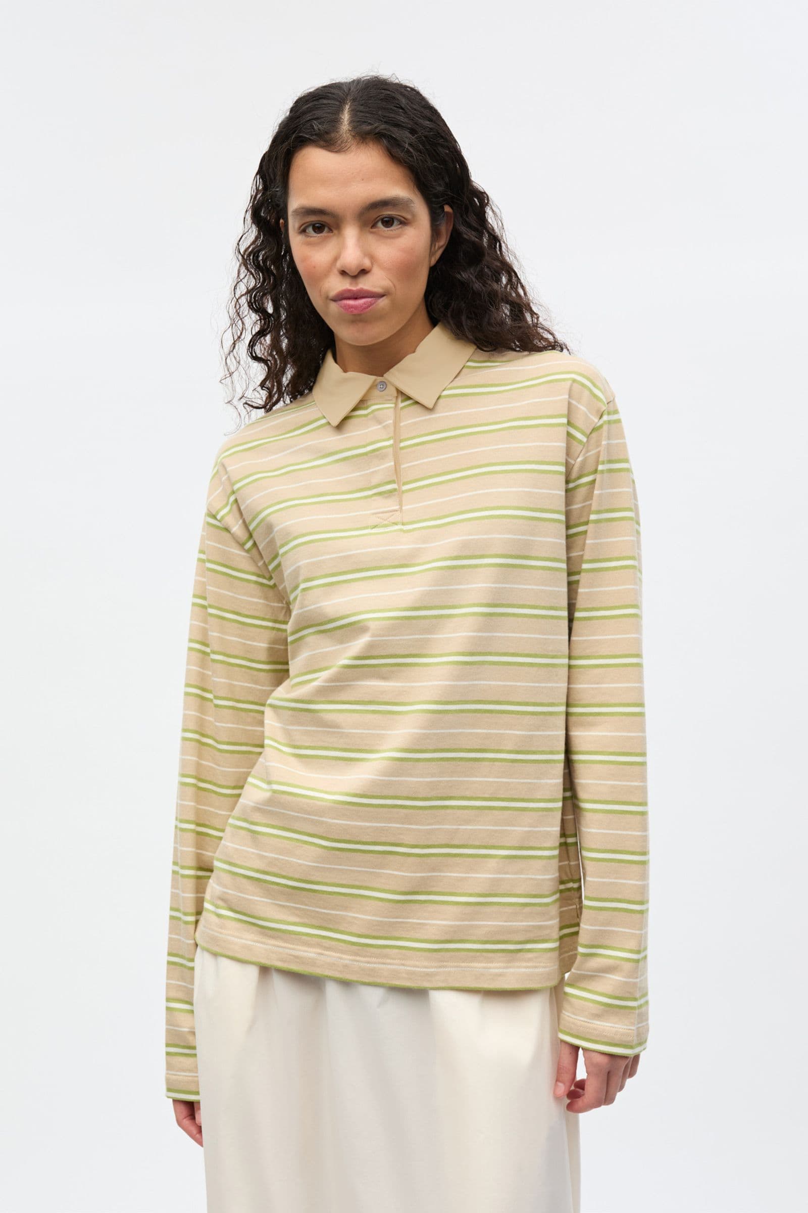 ENKULLA LS POLO ST 5310 Pale Fern Stripe