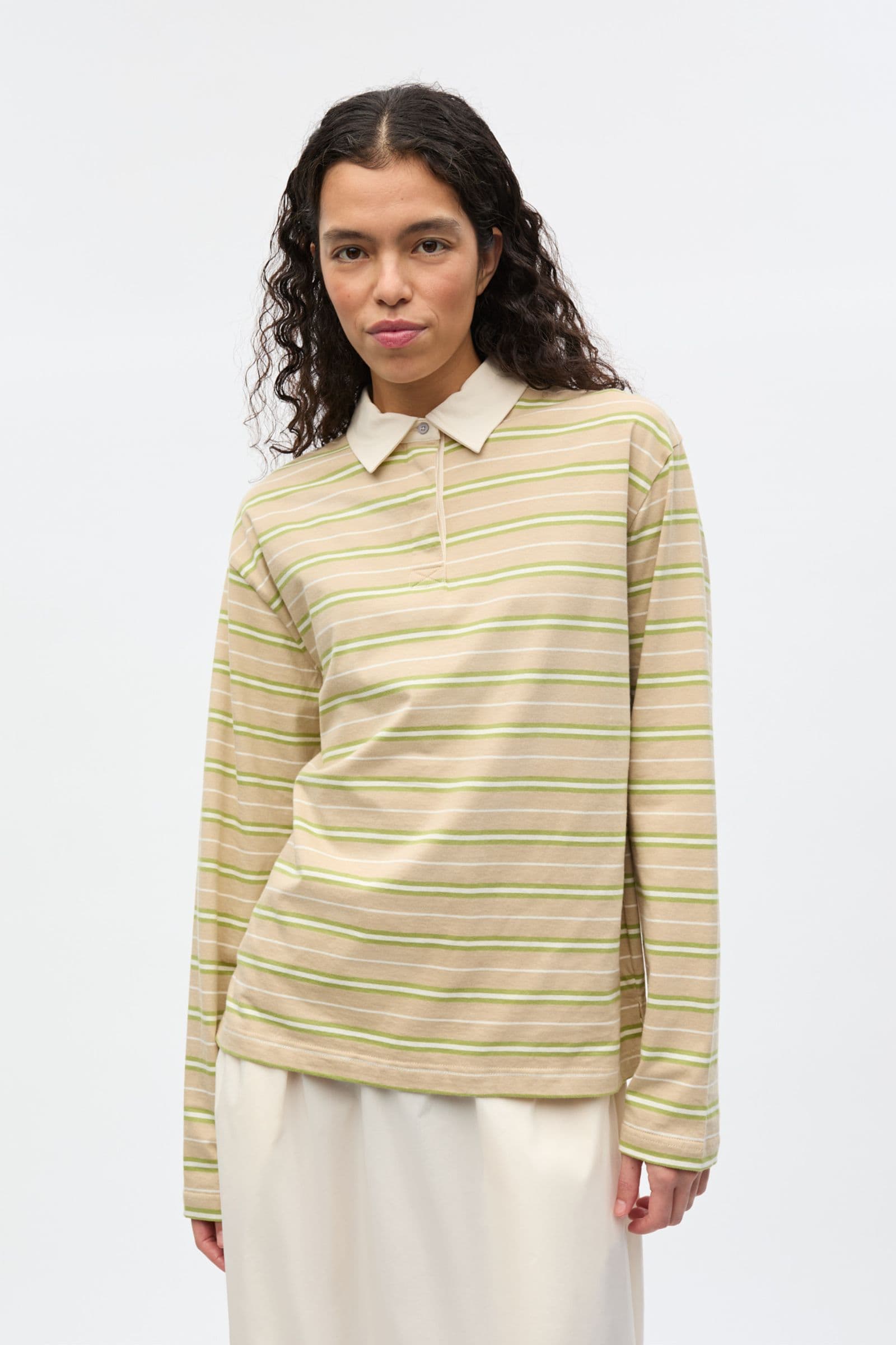 ENKULLA LS POLO ST 5310 Pale Fern Stripe
