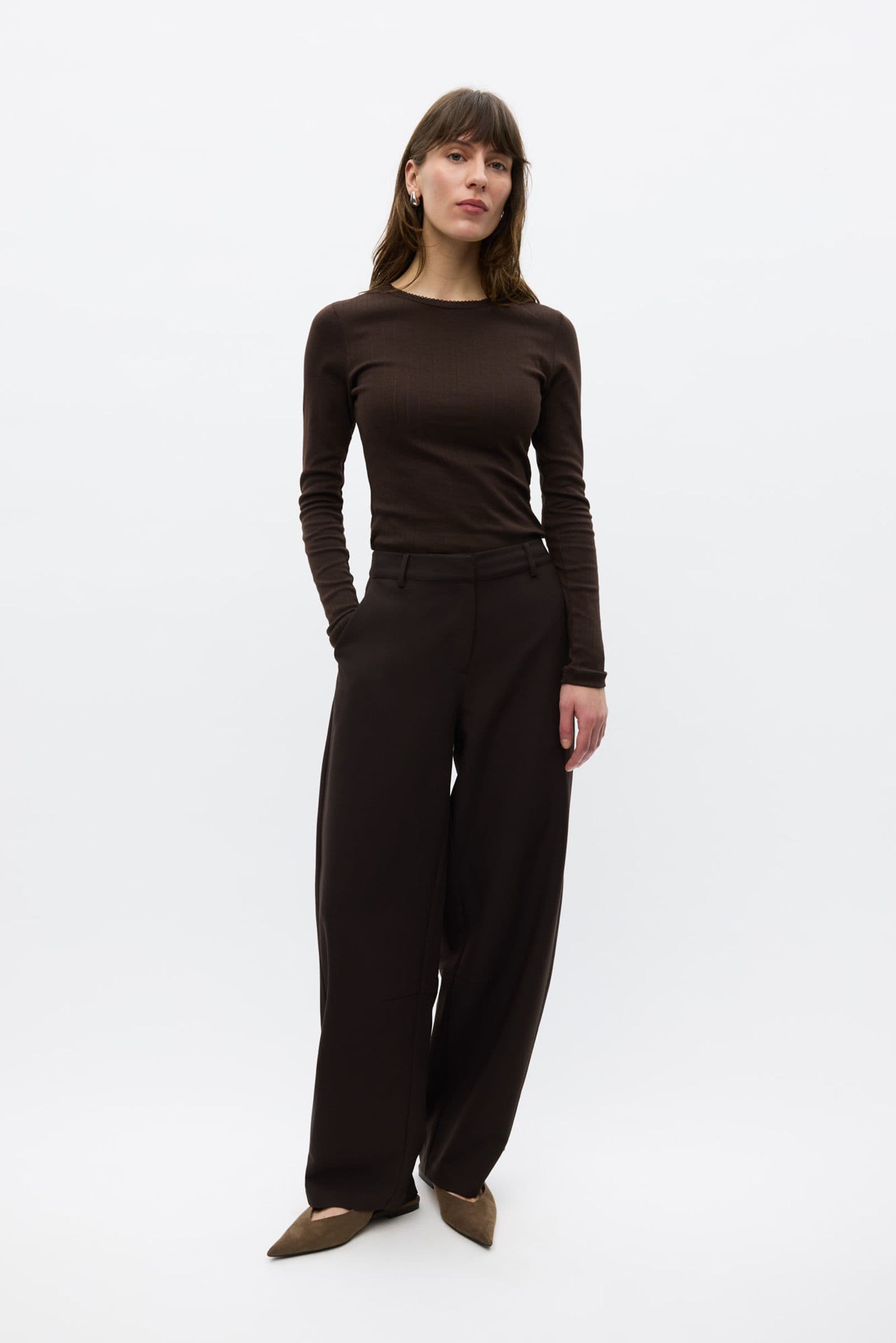 ENRAYE BUTTON PANTS 6797 Chocolate Torte