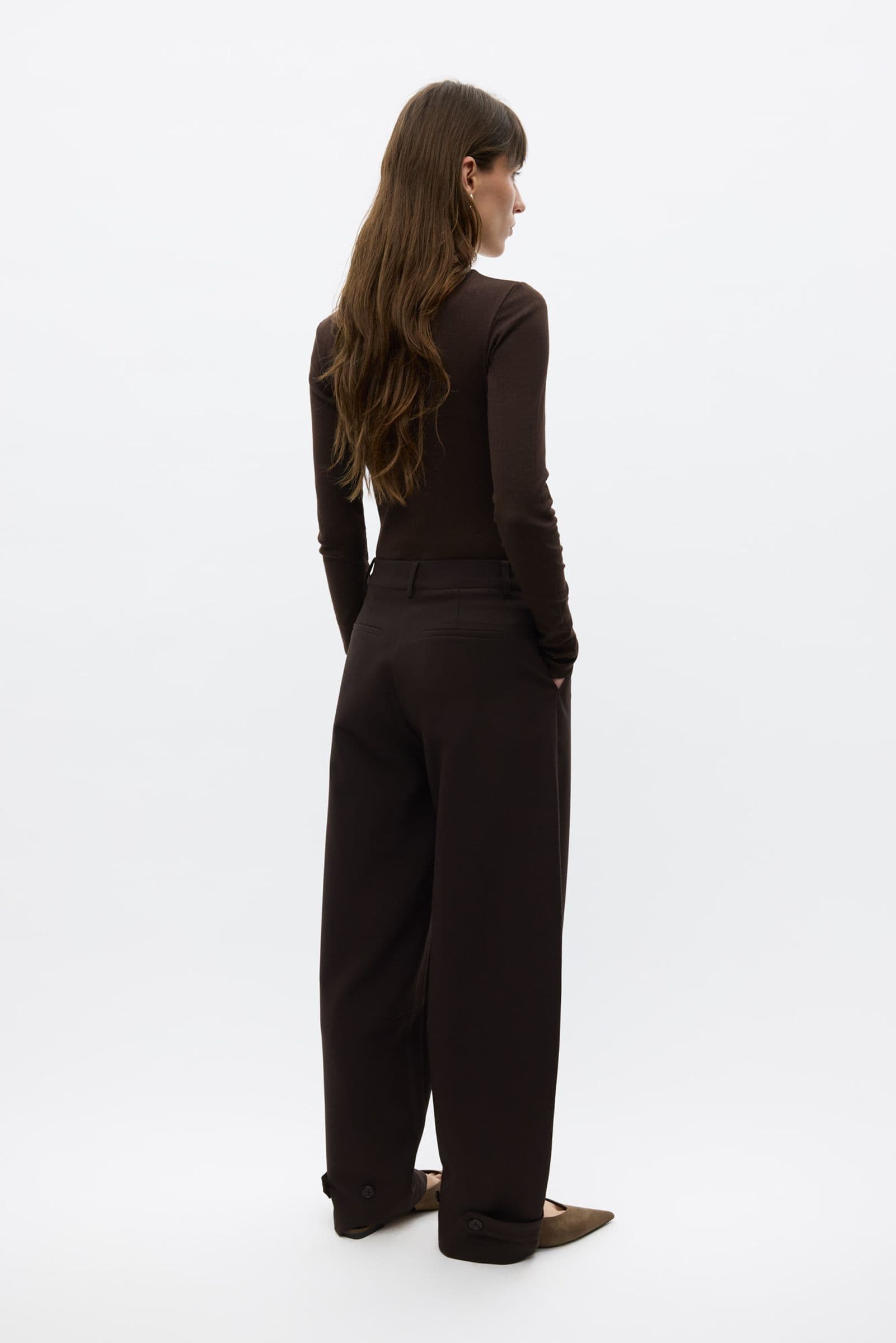 ENRAYE BUTTON PANTS 6797 Chocolate Torte