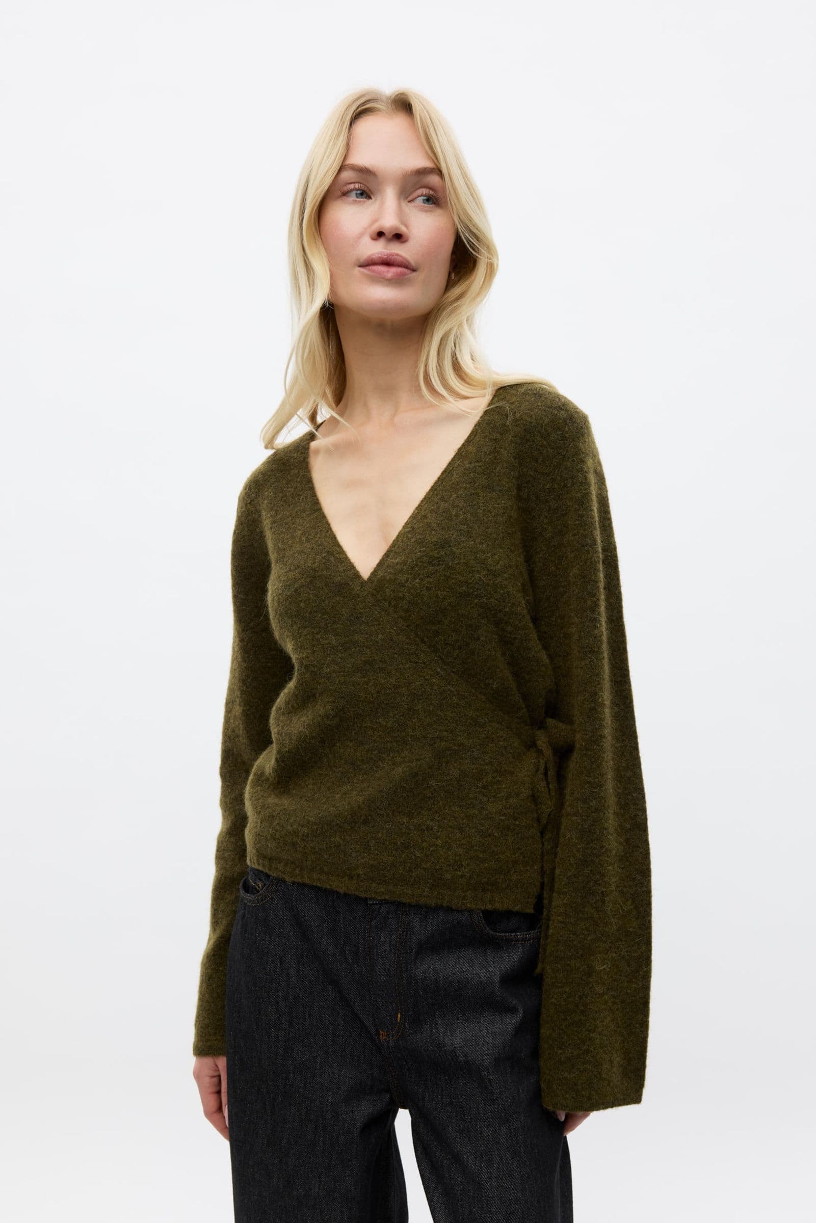 ENADA LS V-N KNIT 7454 Dark Olive Mel