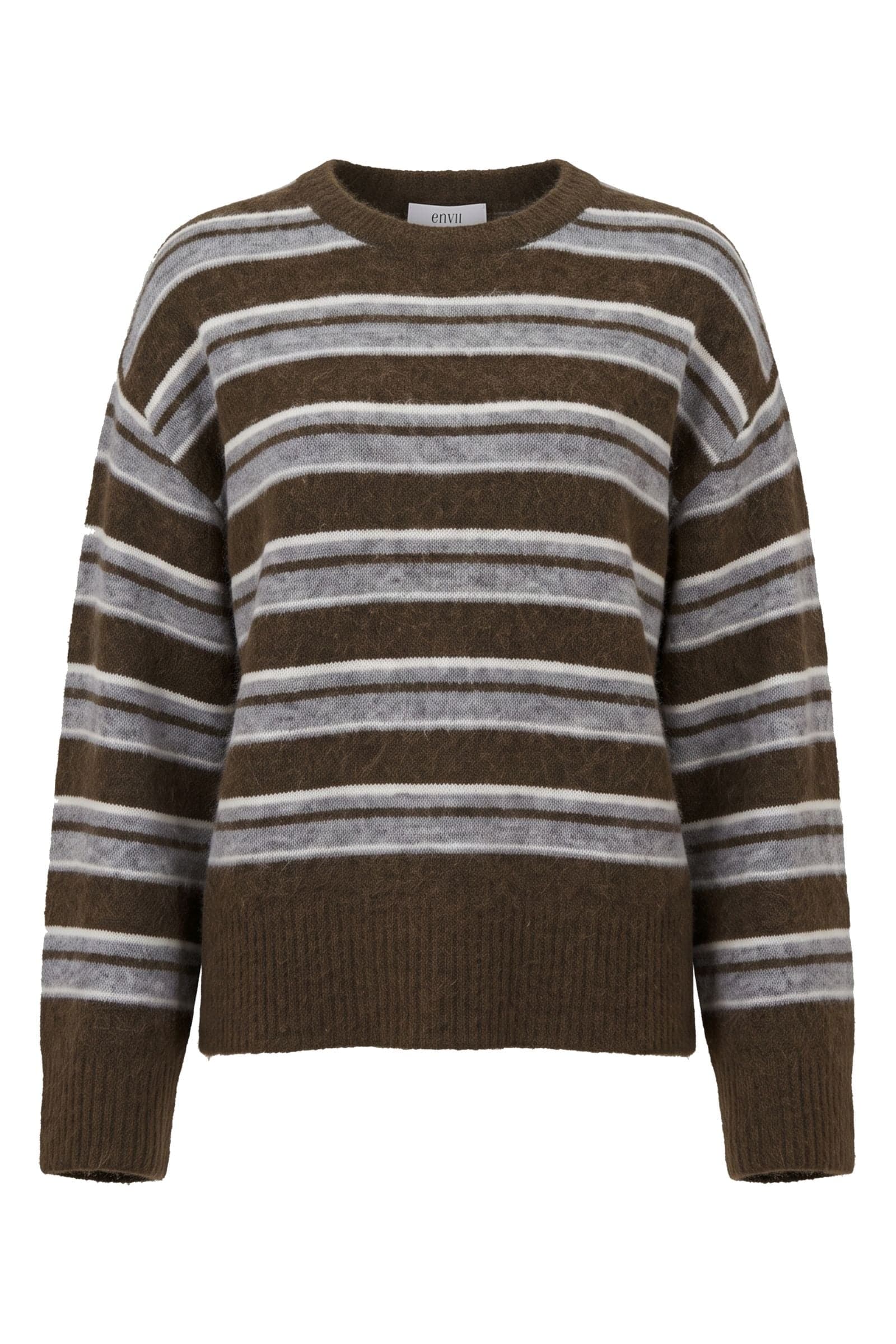 ENADA LS SPLIT KNIT ST 7454 Olive Stripe