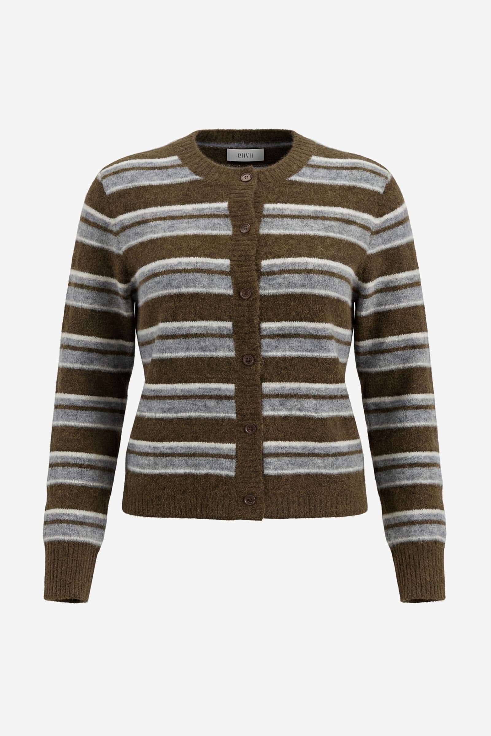 ENADA LS CARDIGAN ST 7454 Olive Stripe