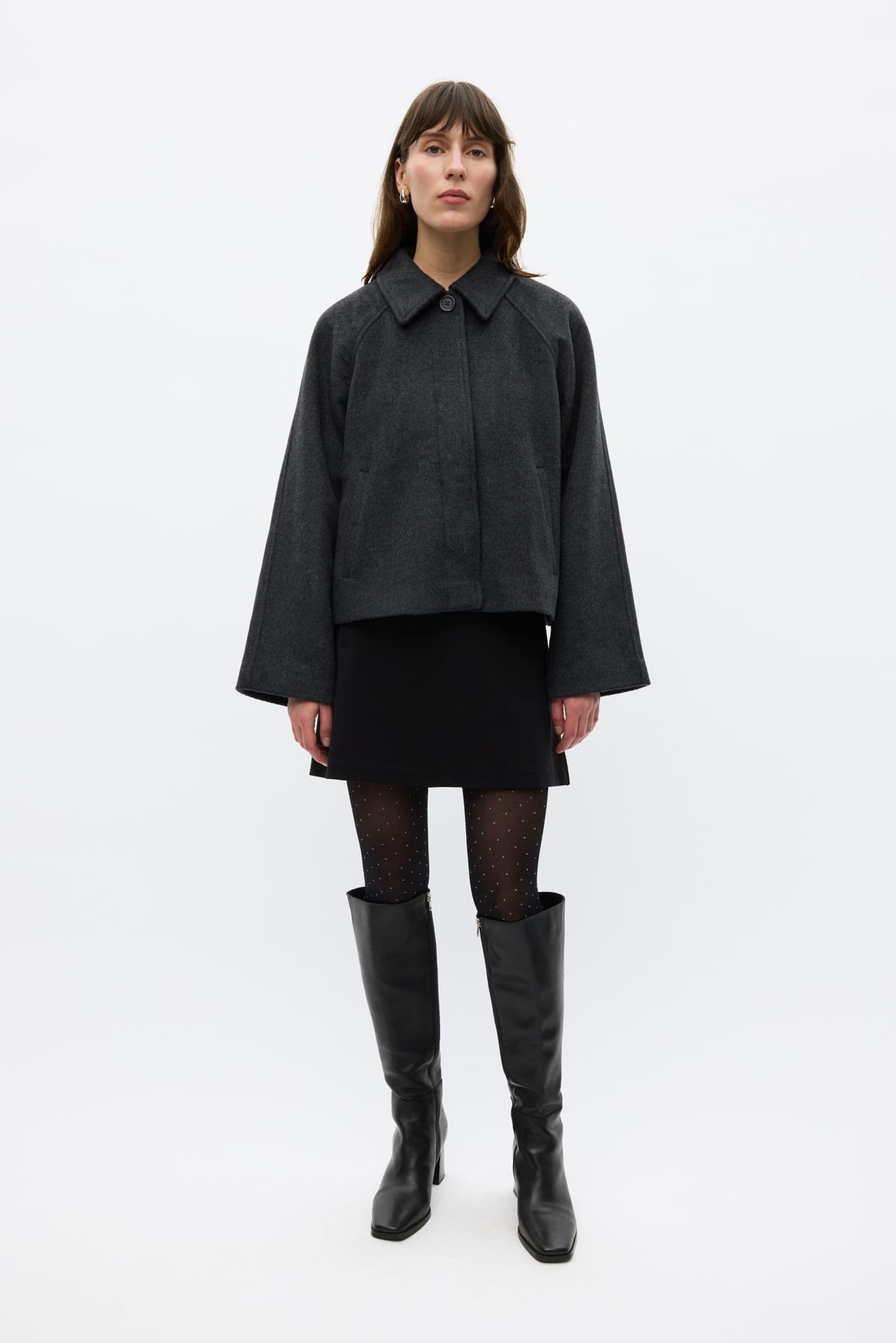 ENSENECA SHORT WOOL JACKET 7276 Black Mel