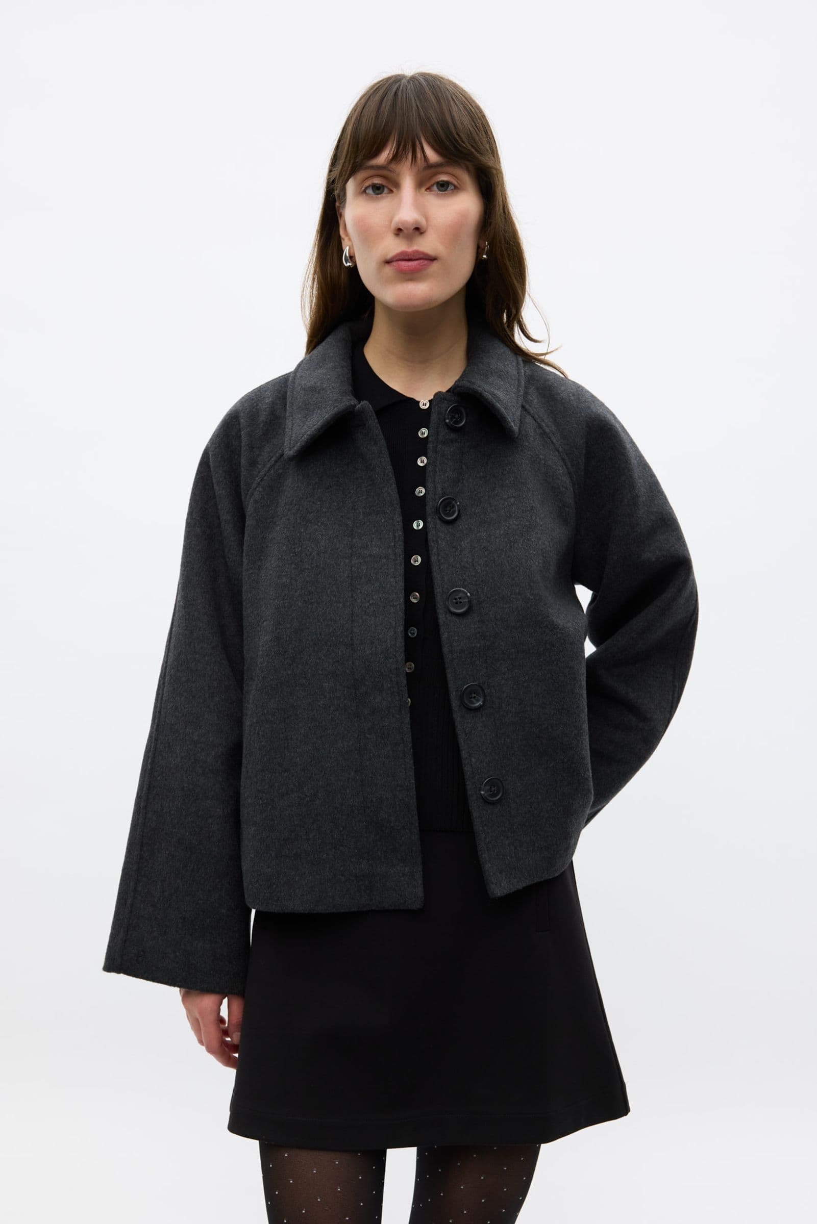 ENSENECA SHORT WOOL JACKET 7276 Black Mel