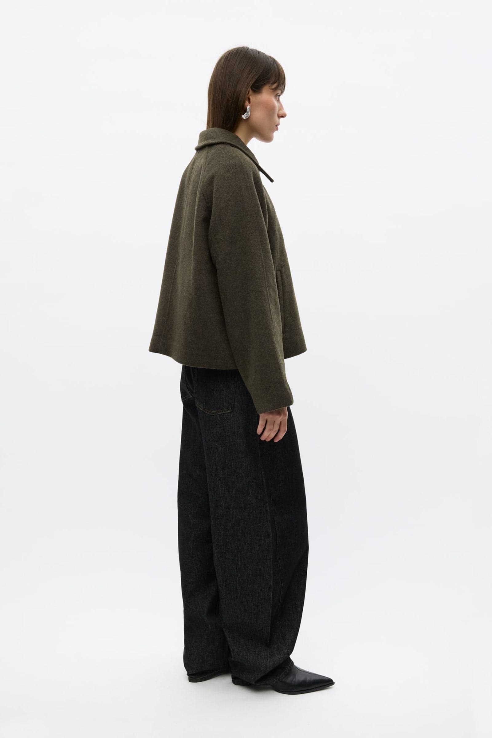ENSENECA SHORT WOOL JACKET 7276 Dark Olive Mel