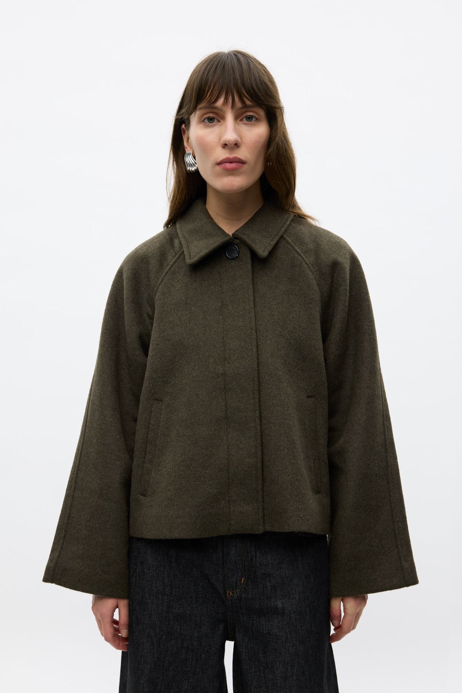 ENSENECA SHORT WOOL JACKET 7276 Dark Olive Mel