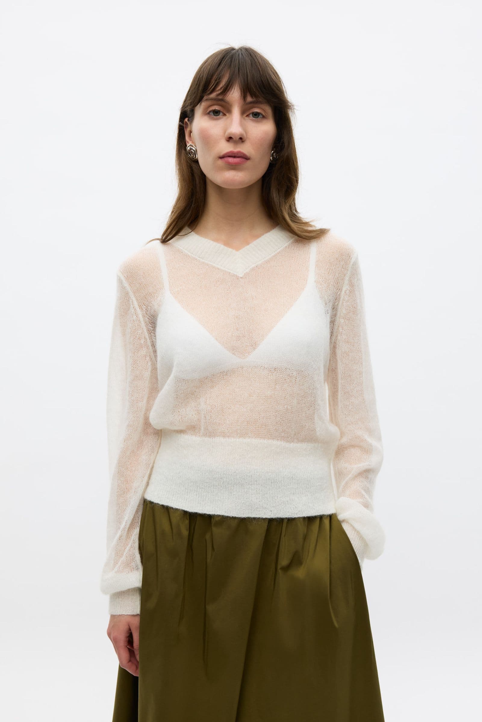 ENDOVA LS V-N KNIT 7464 Silver Birch