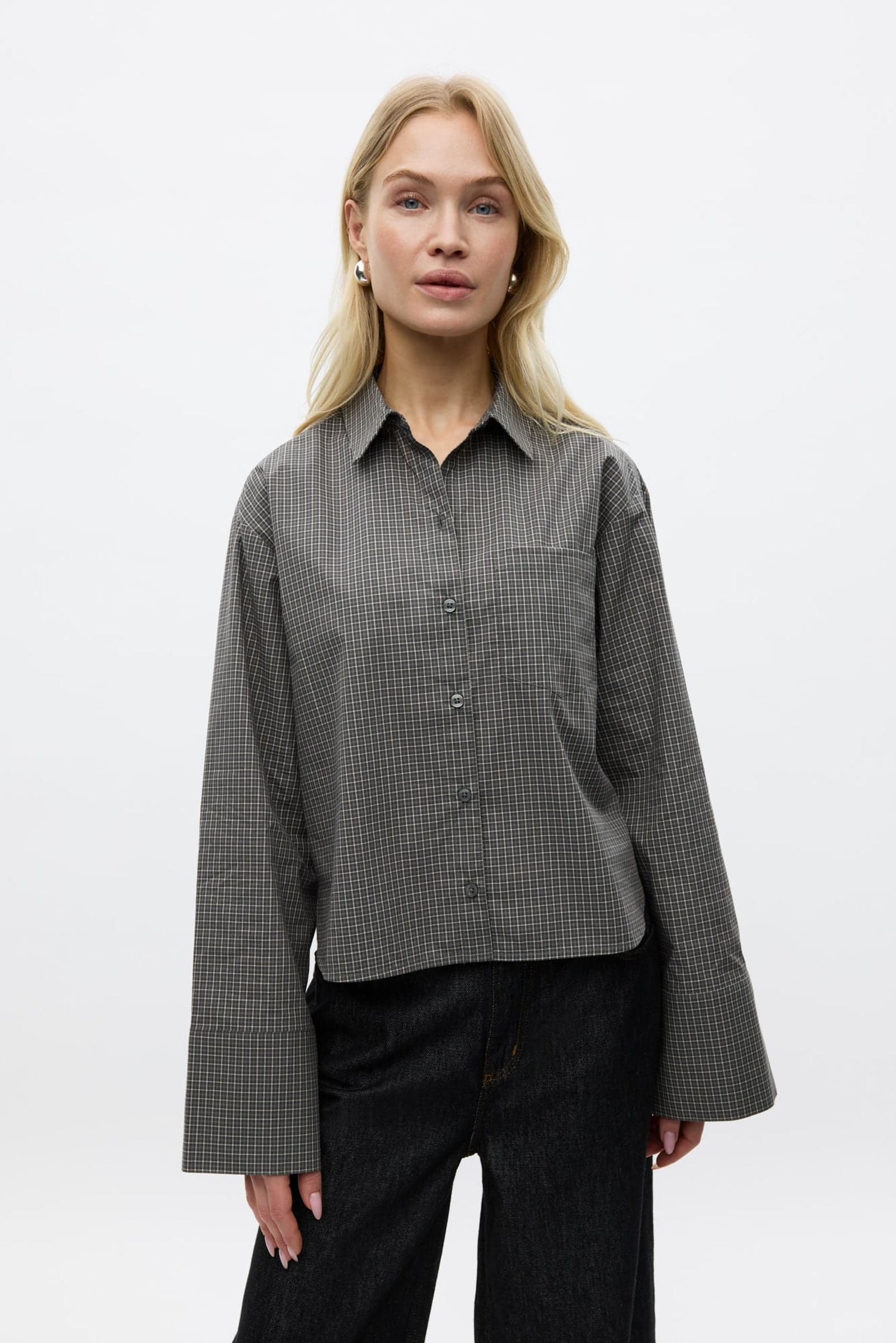 ENWEB LS SHORT SHIRT CH 7476 Gray Gardenia Check