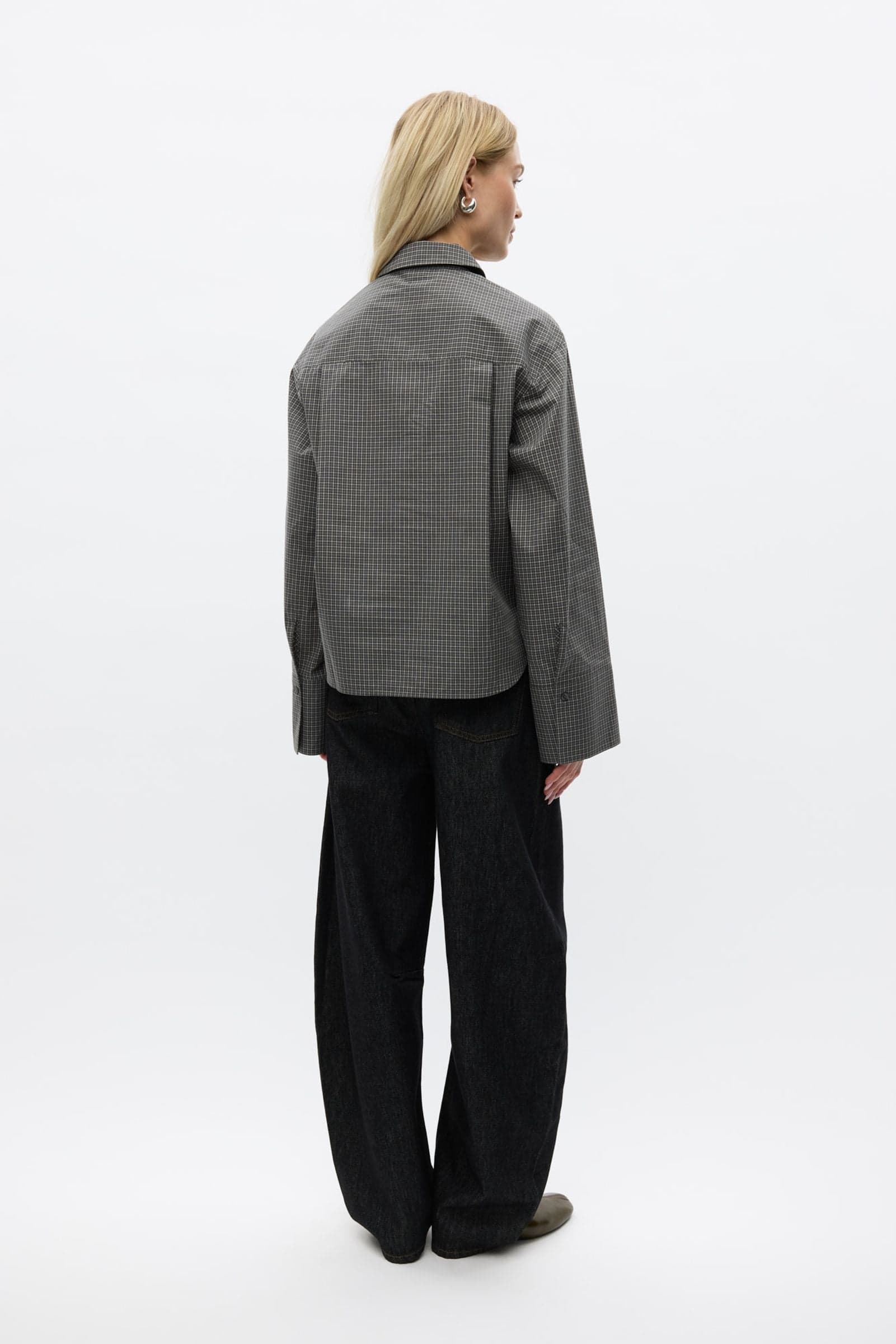 ENWEB LS SHORT SHIRT CH 7476 Gray Gardenia Check