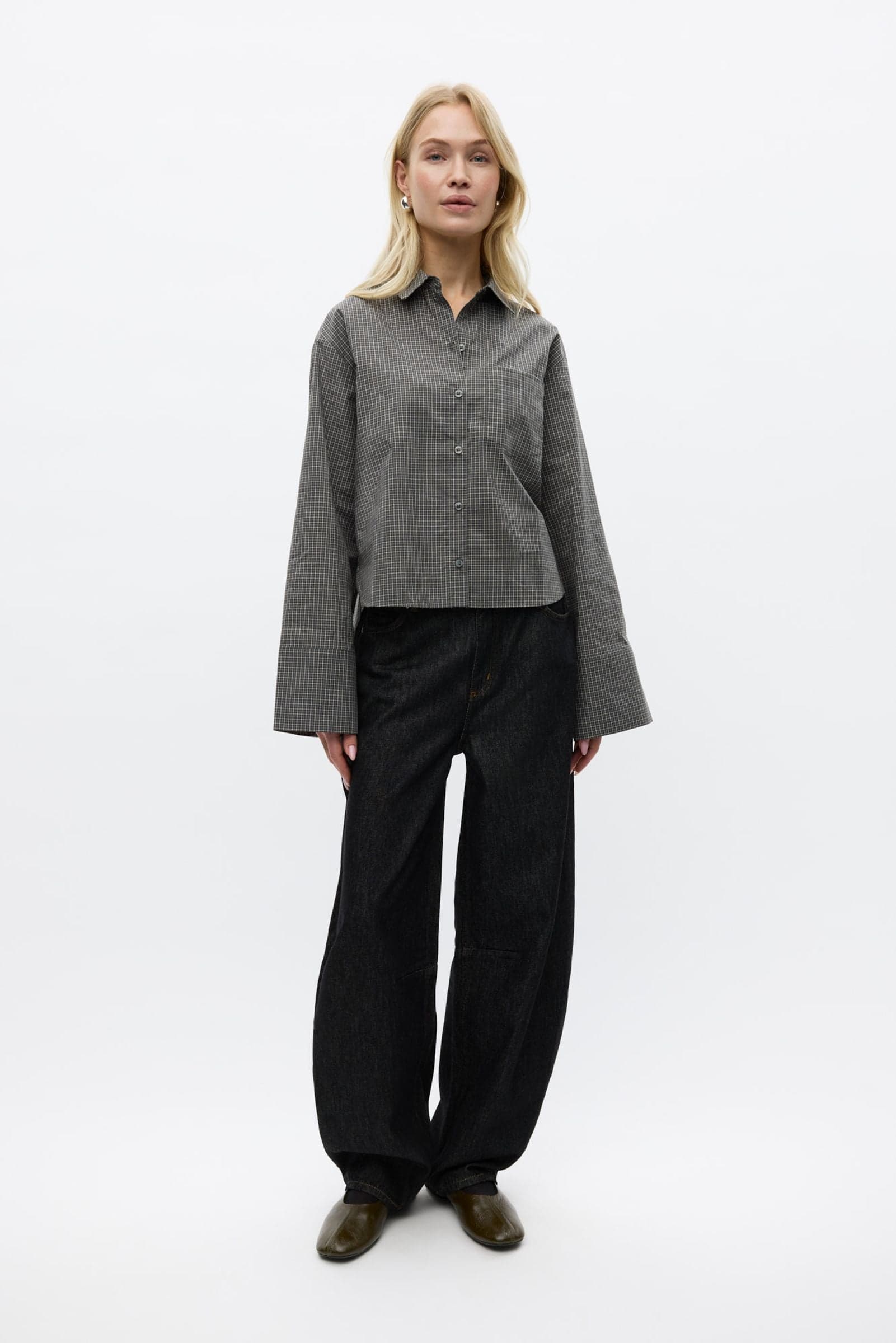 ENWEB LS SHORT SHIRT CH 7476 Gray Gardenia Check