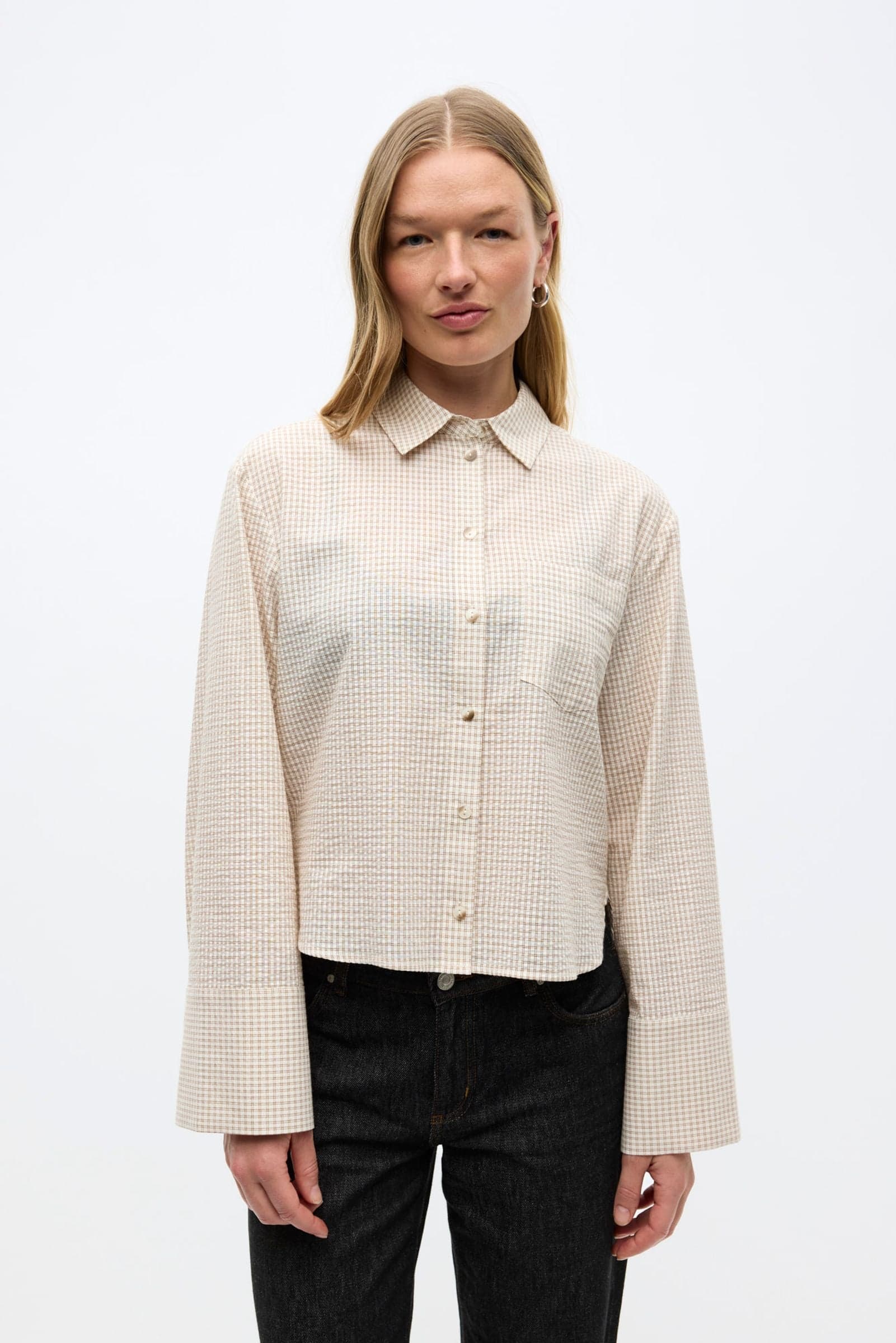 ENWEB LS SHORT SHIRT 7503 Butter cream check