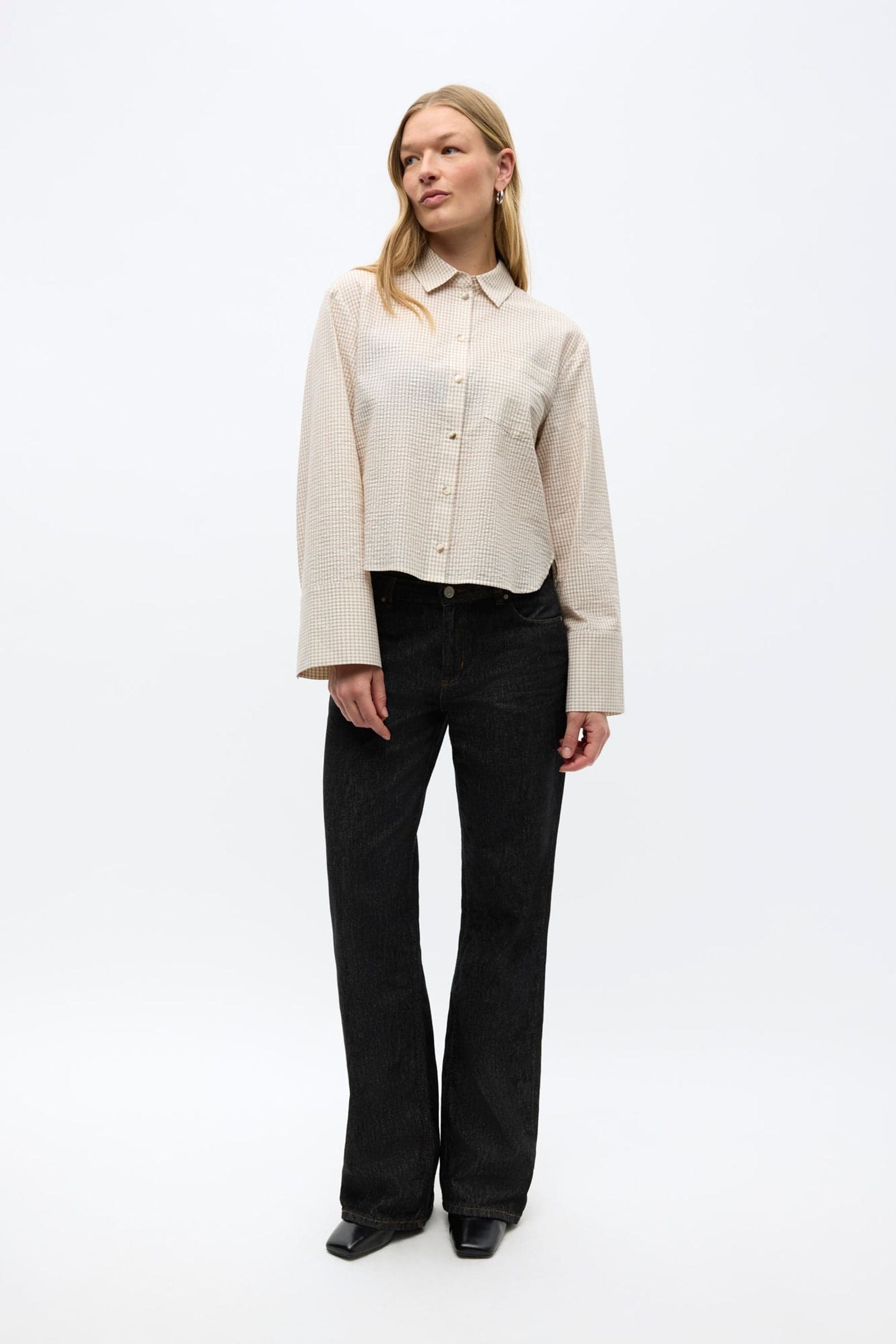 ENWEB LS SHORT SHIRT 7503 Butter cream check