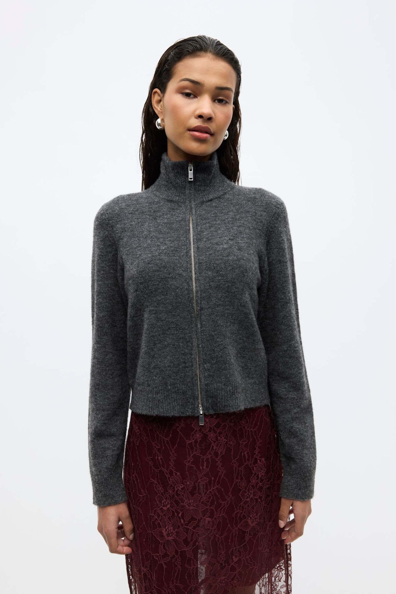 Enbessie LS Cardigan 7454 Dark Grey Mel.