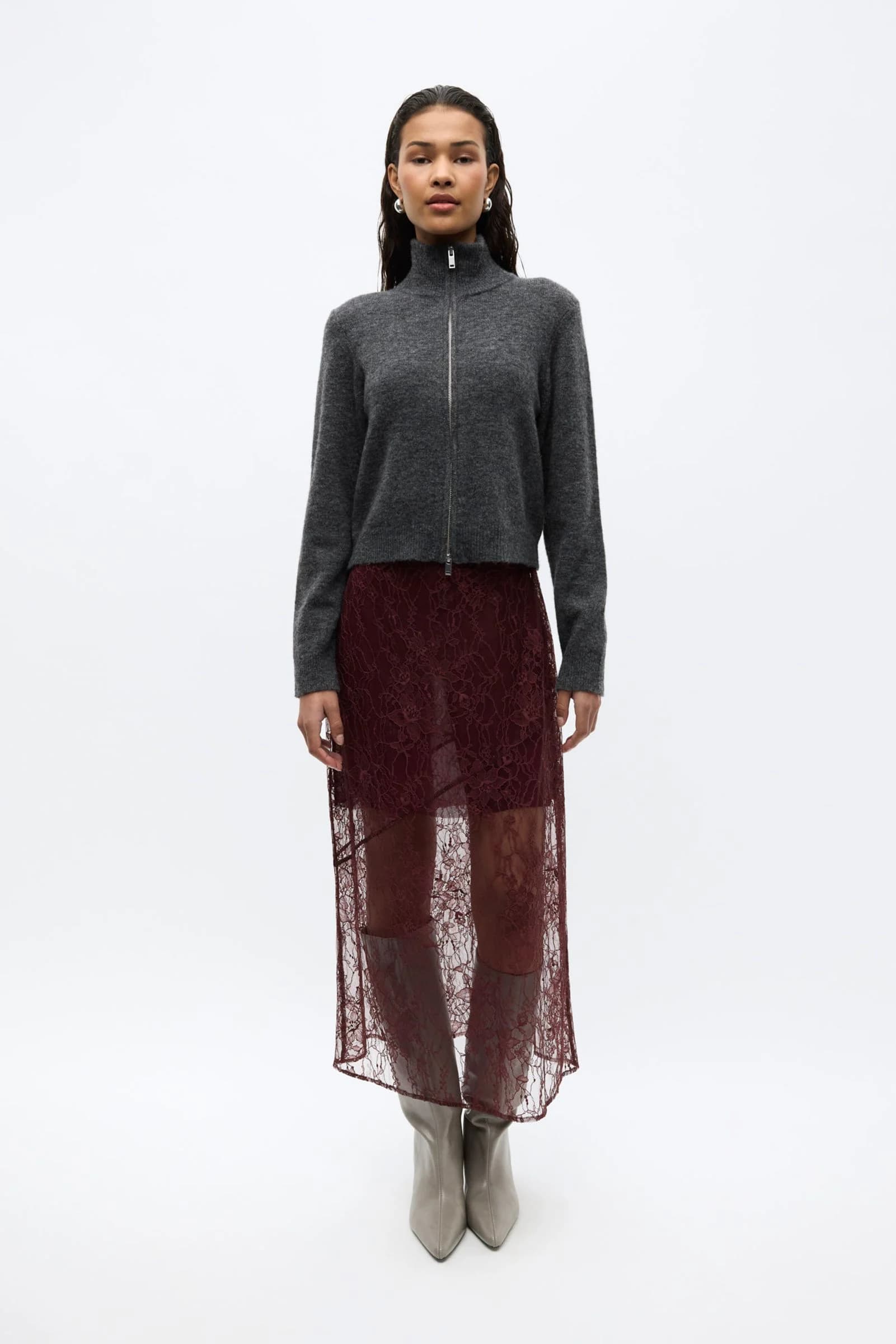 Enbessie LS Cardigan 7454 Dark Grey Mel.