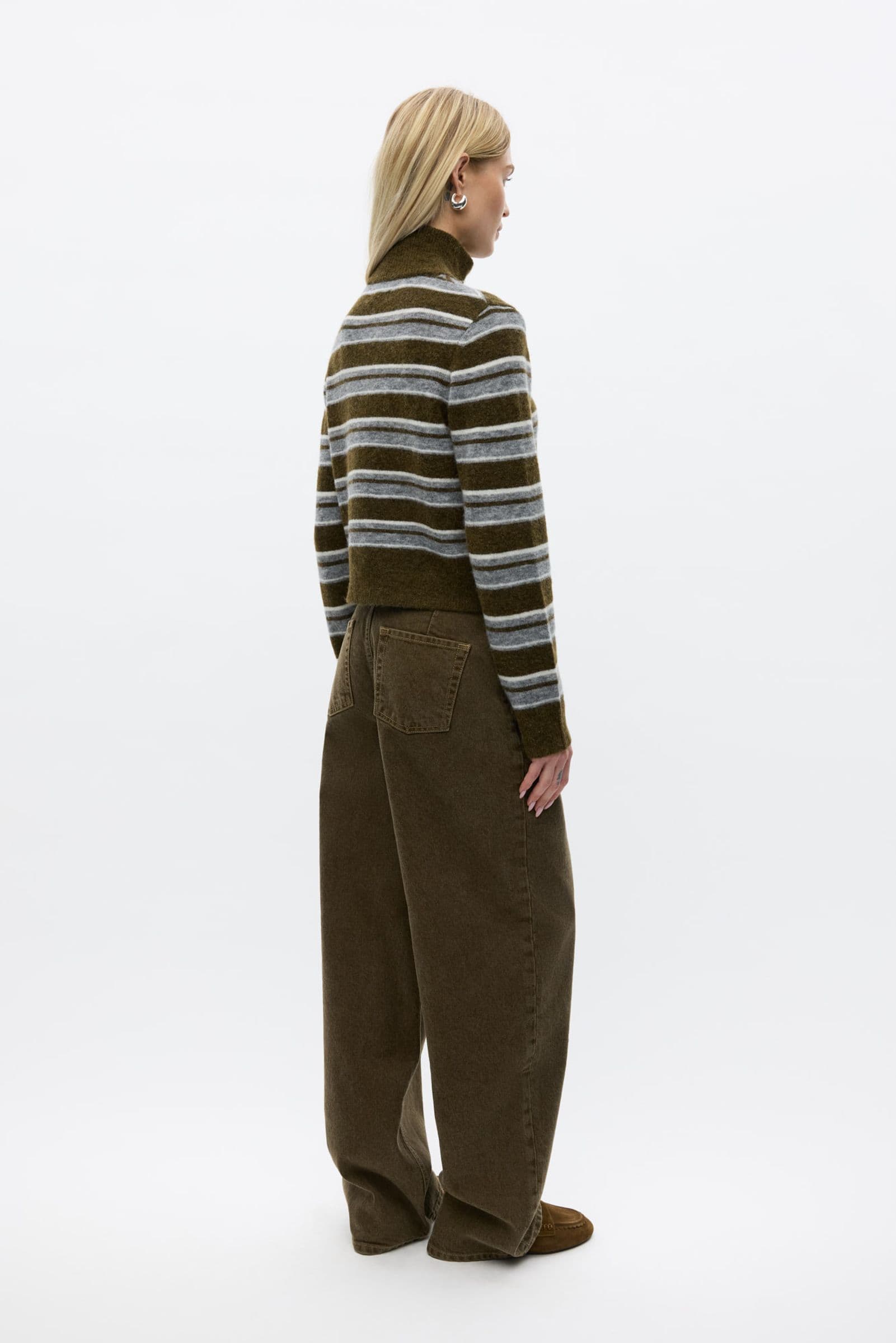 ENBESSIE LS CARDIGAN 7454 Olive Stripe