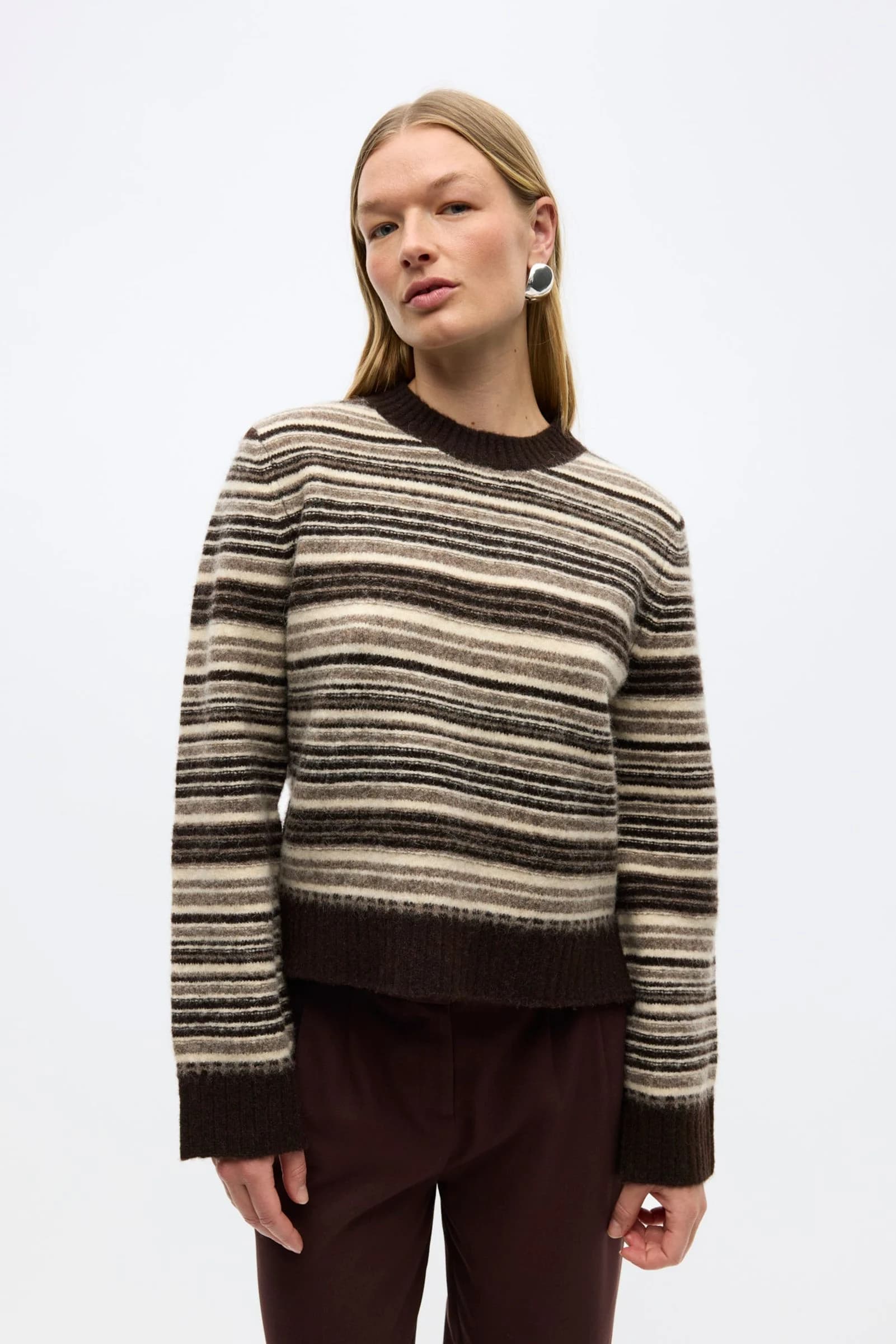 Enelise Ls On St 7491 Chocolate Stripe