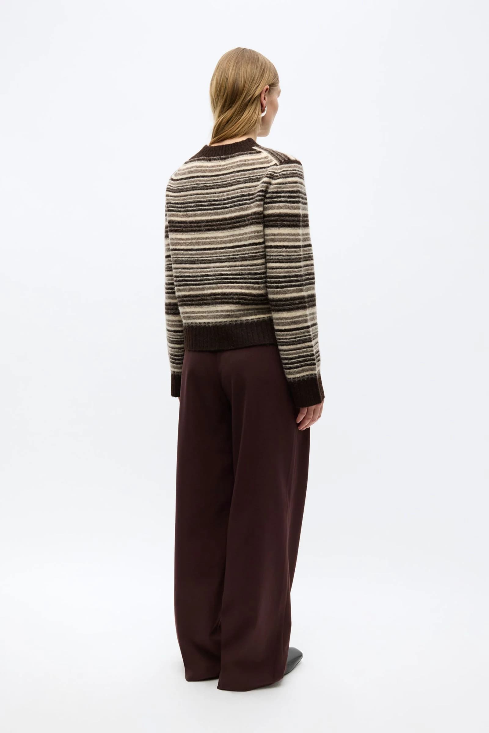 Enelise Ls On St 7491 Chocolate Stripe