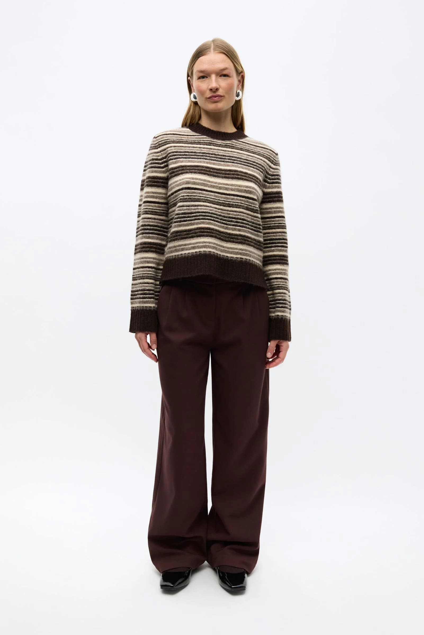 Enelise Ls On St 7491 Chocolate Stripe