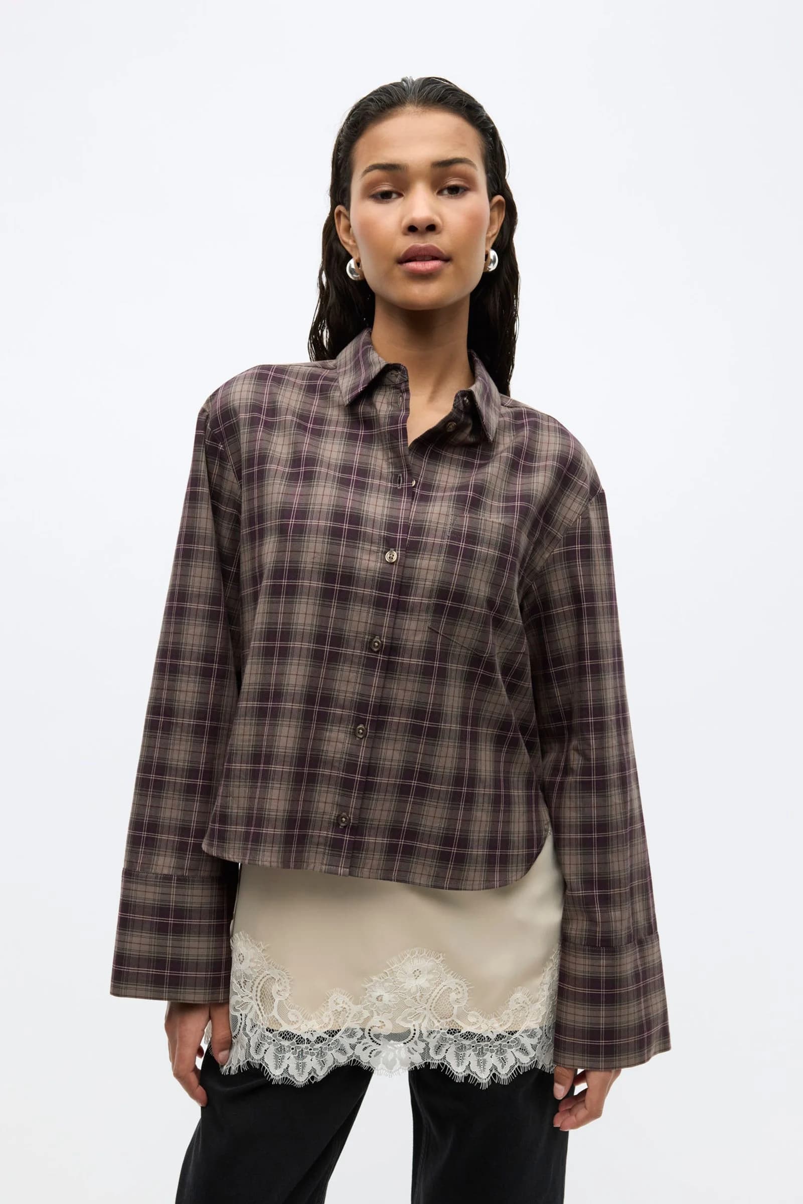 Enweb Ls Short Shirt Ch 7488 Decadent Check