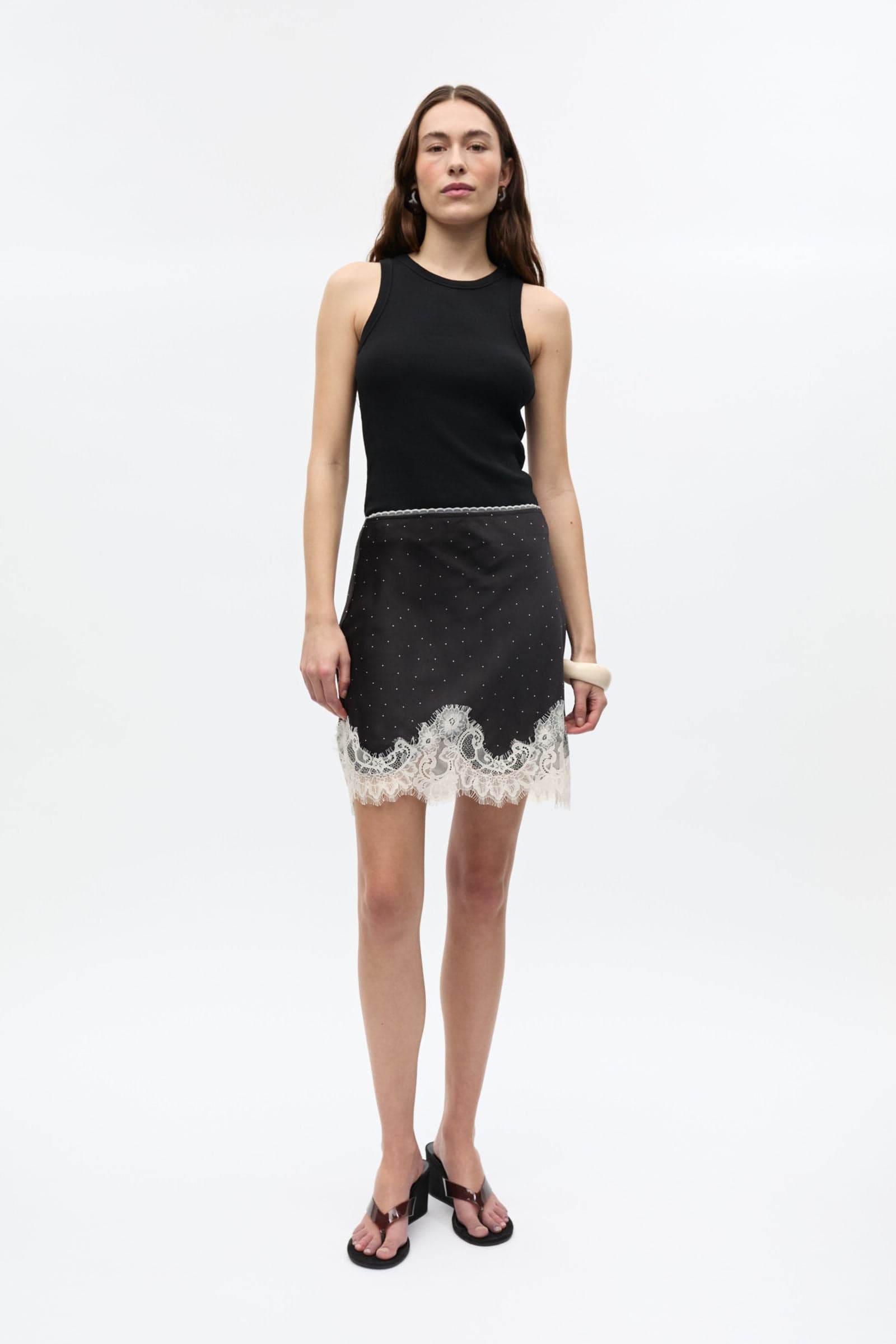 ENNANNA SKIRT 7520 Black White mini dot