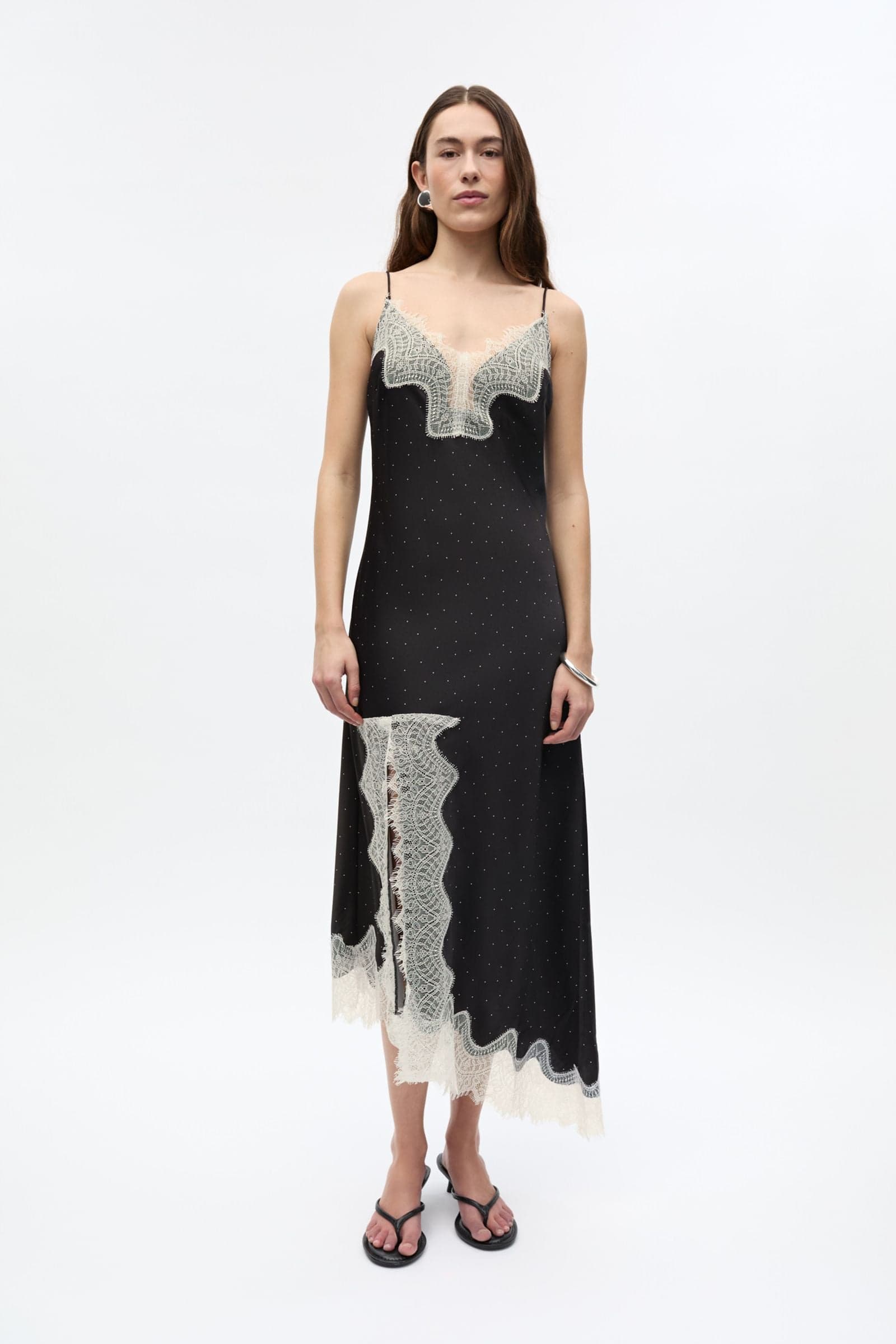 ENNINA LACE DRESS 7520 Black White mini dot