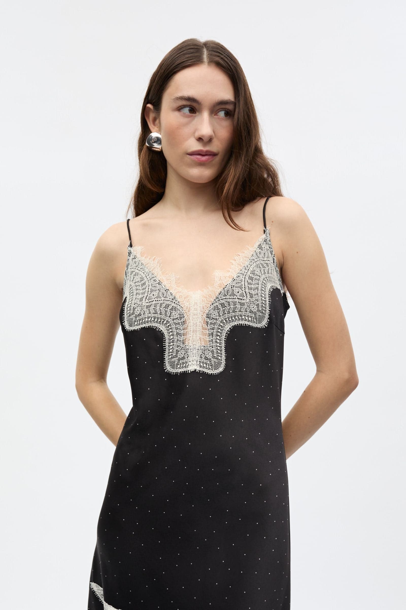 ENNINA LACE DRESS 7520 Black White mini dot