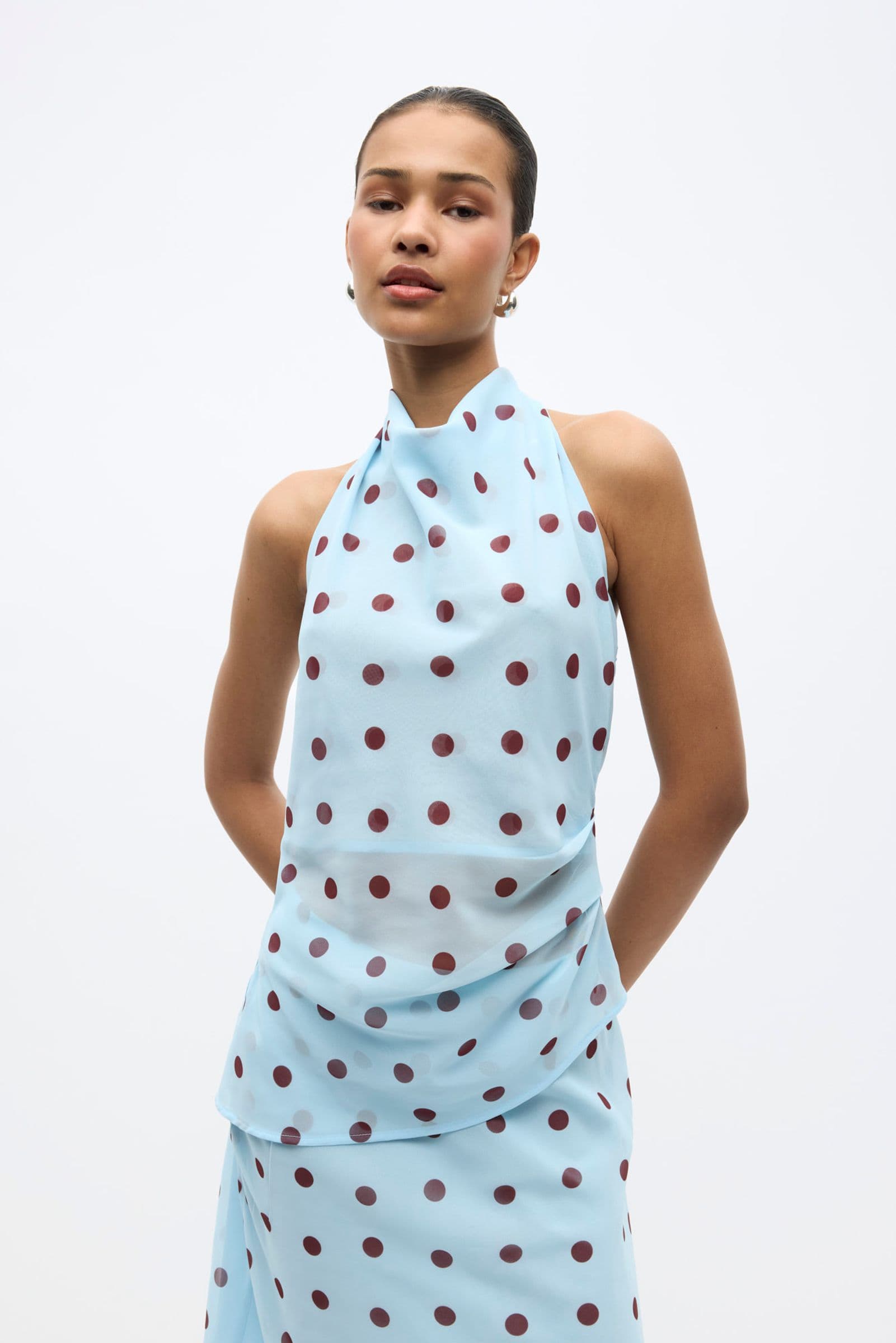 ENYARSI TIE TOP 7349 Blue Maroon Polka Dot