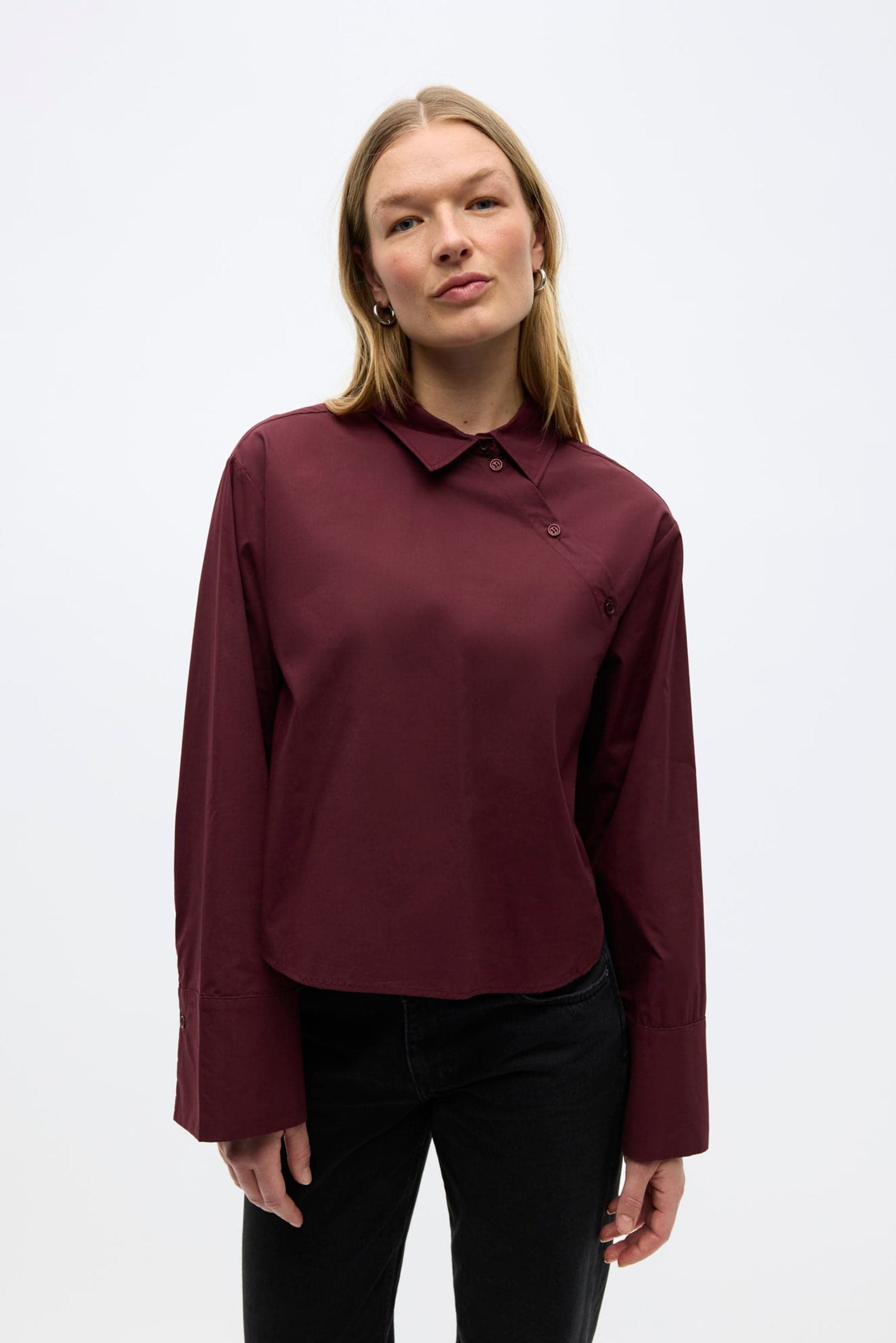 Enweb LS Short Shirt A 7544 Burgundy