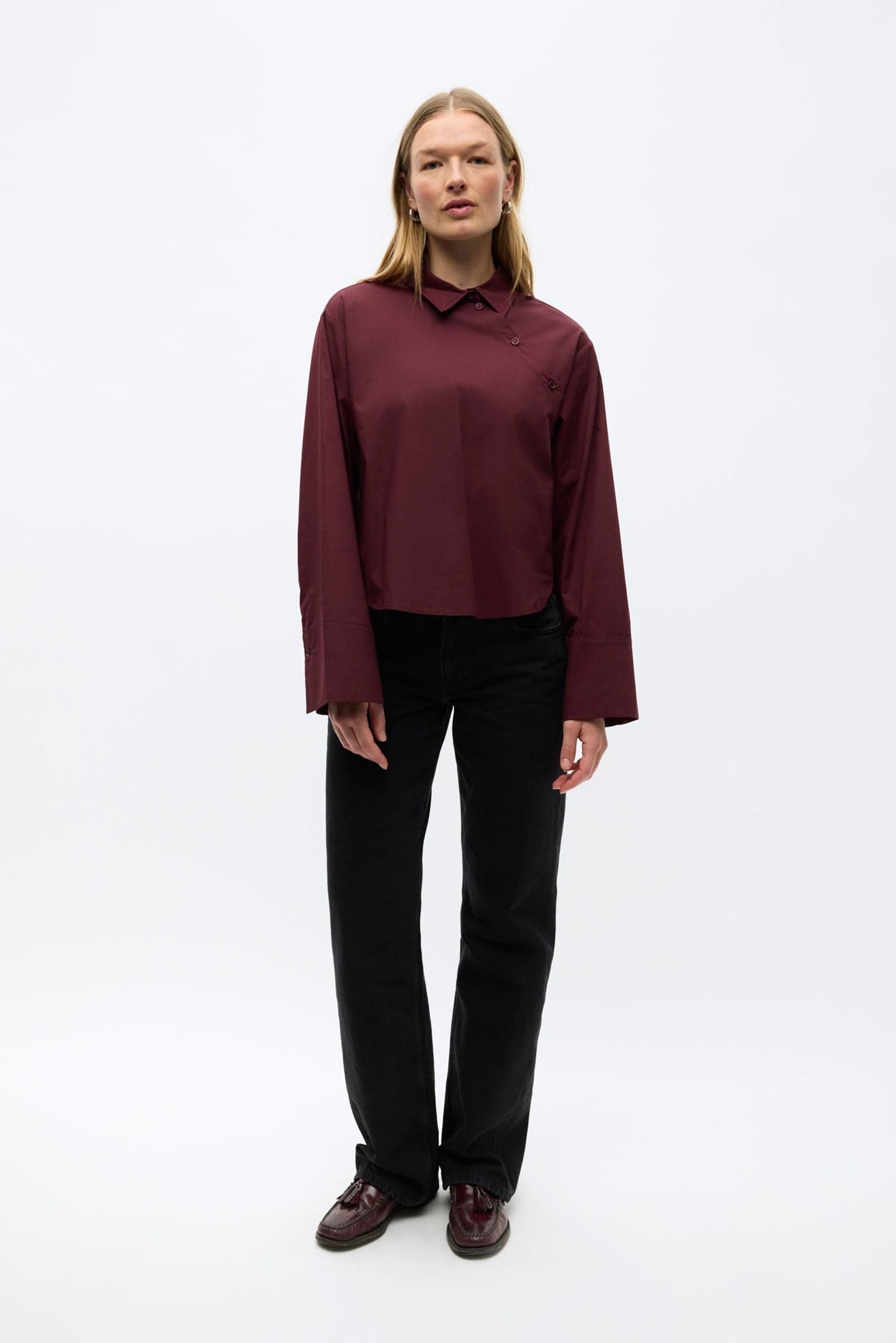Enweb LS Short Shirt A 7544 Burgundy