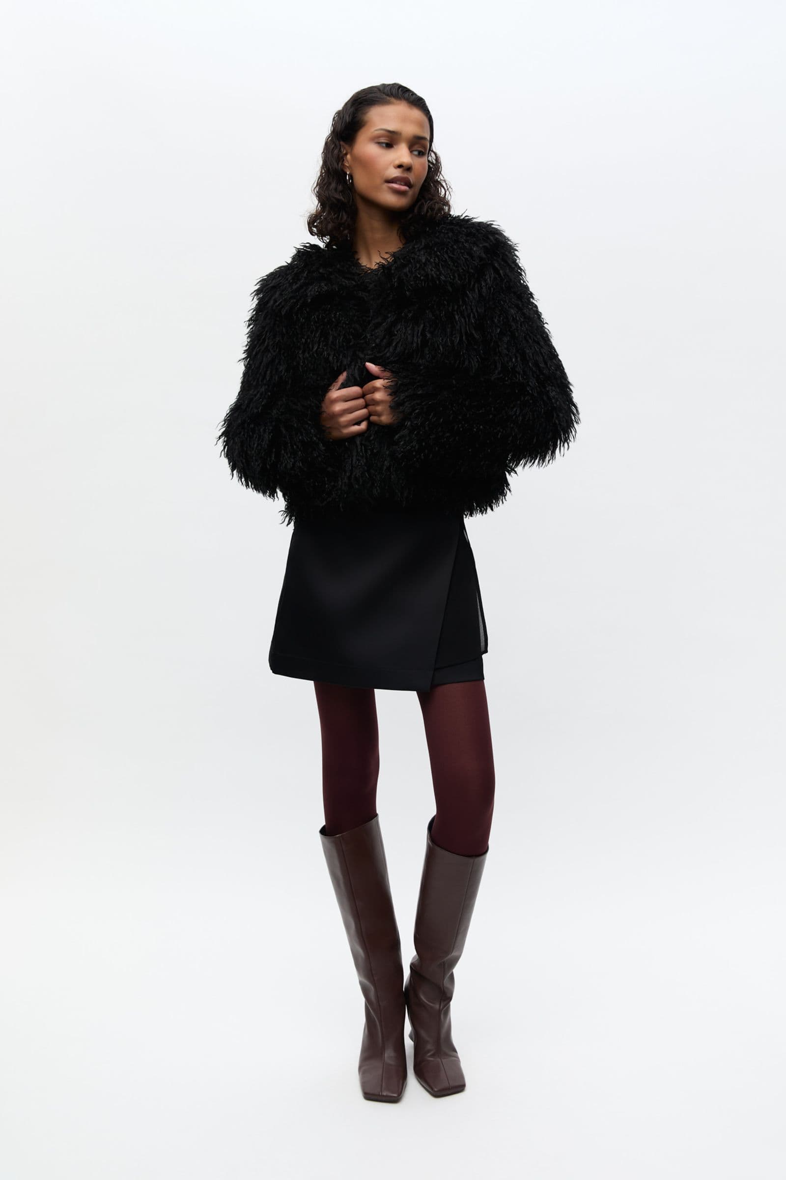 Enscarlet Vegan Fur Jacket 7606 Black