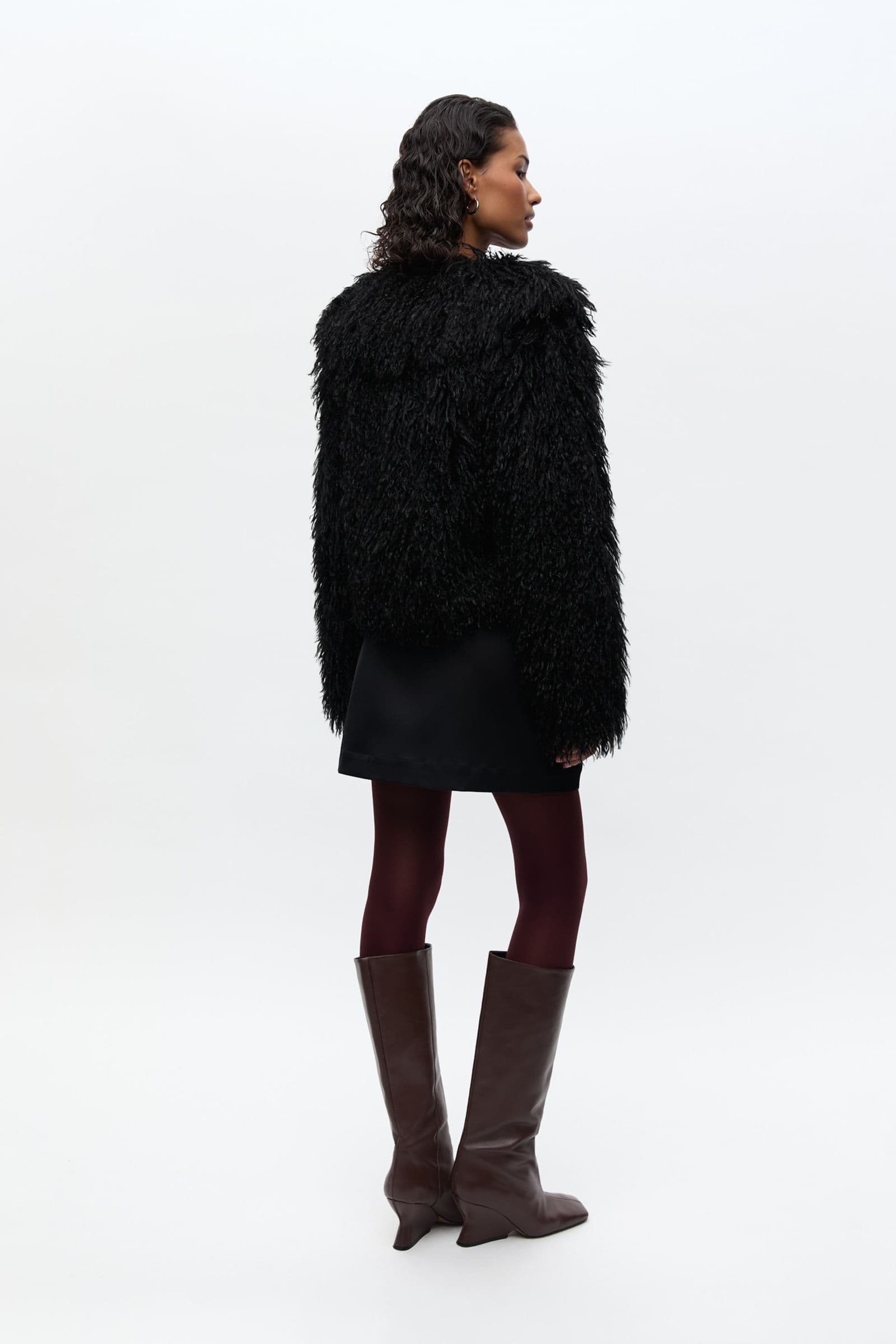 Enscarlet Vegan Fur Jacket 7606 Black