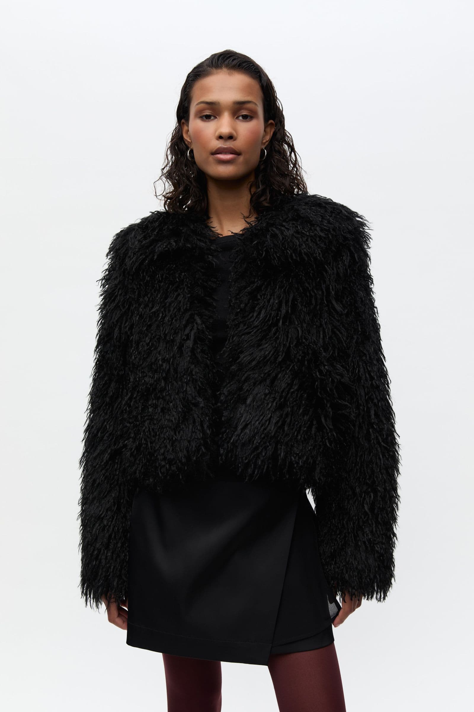 Enscarlet Vegan Fur Jacket 7606 Black
