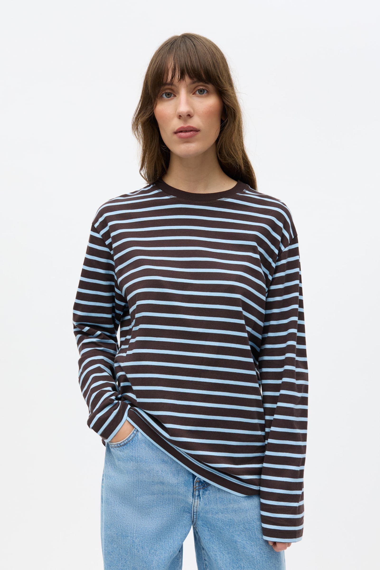 ENKULLA LS STRIPE 5310 Chocolate blue stripe