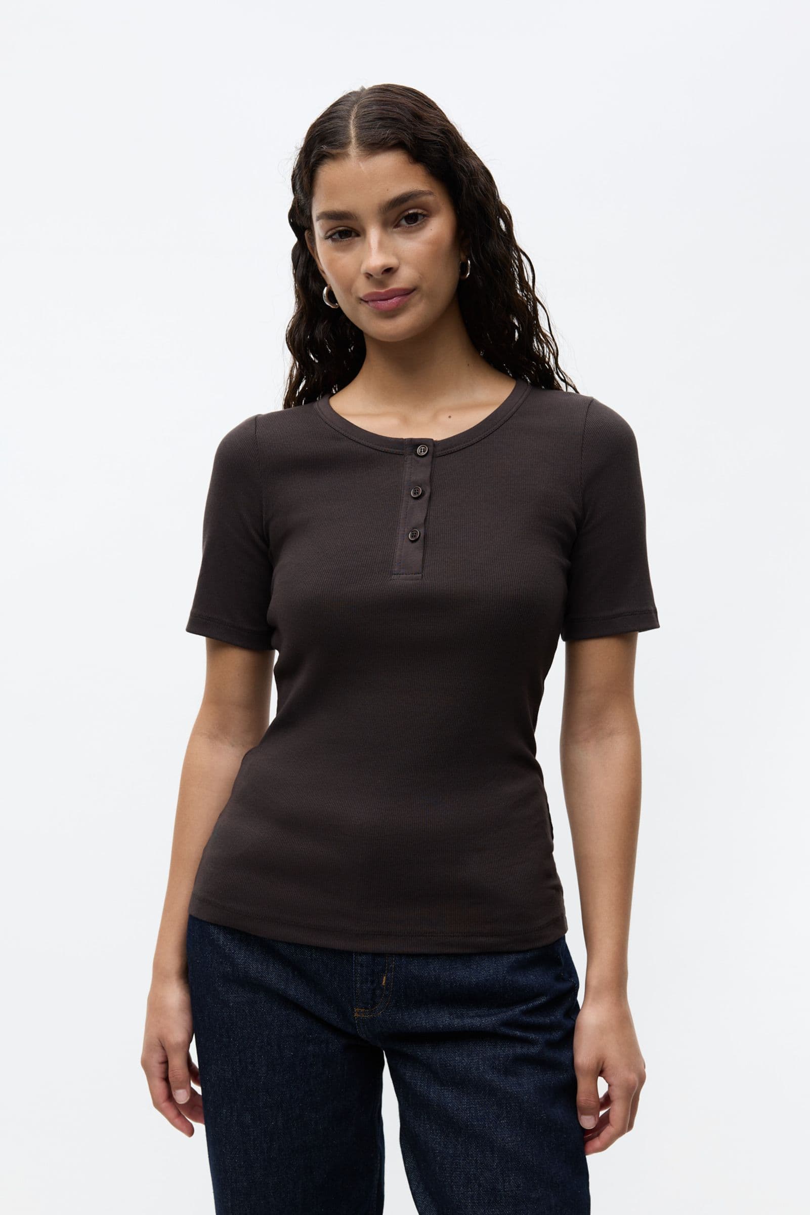 ENALLY HENLEY TEE 5314 Chocolate Torte