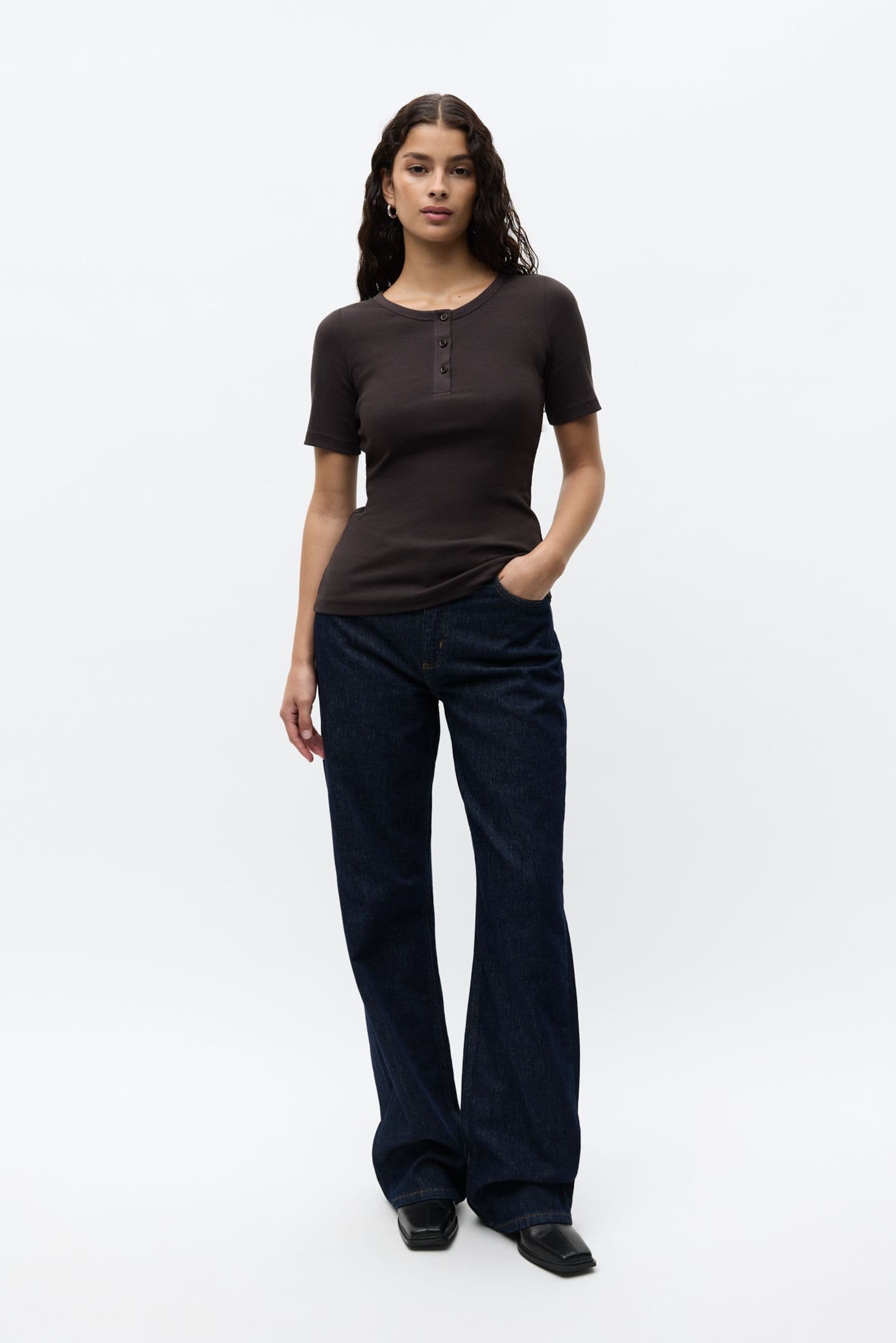 ENALLY HENLEY TEE 5314 Chocolate Torte