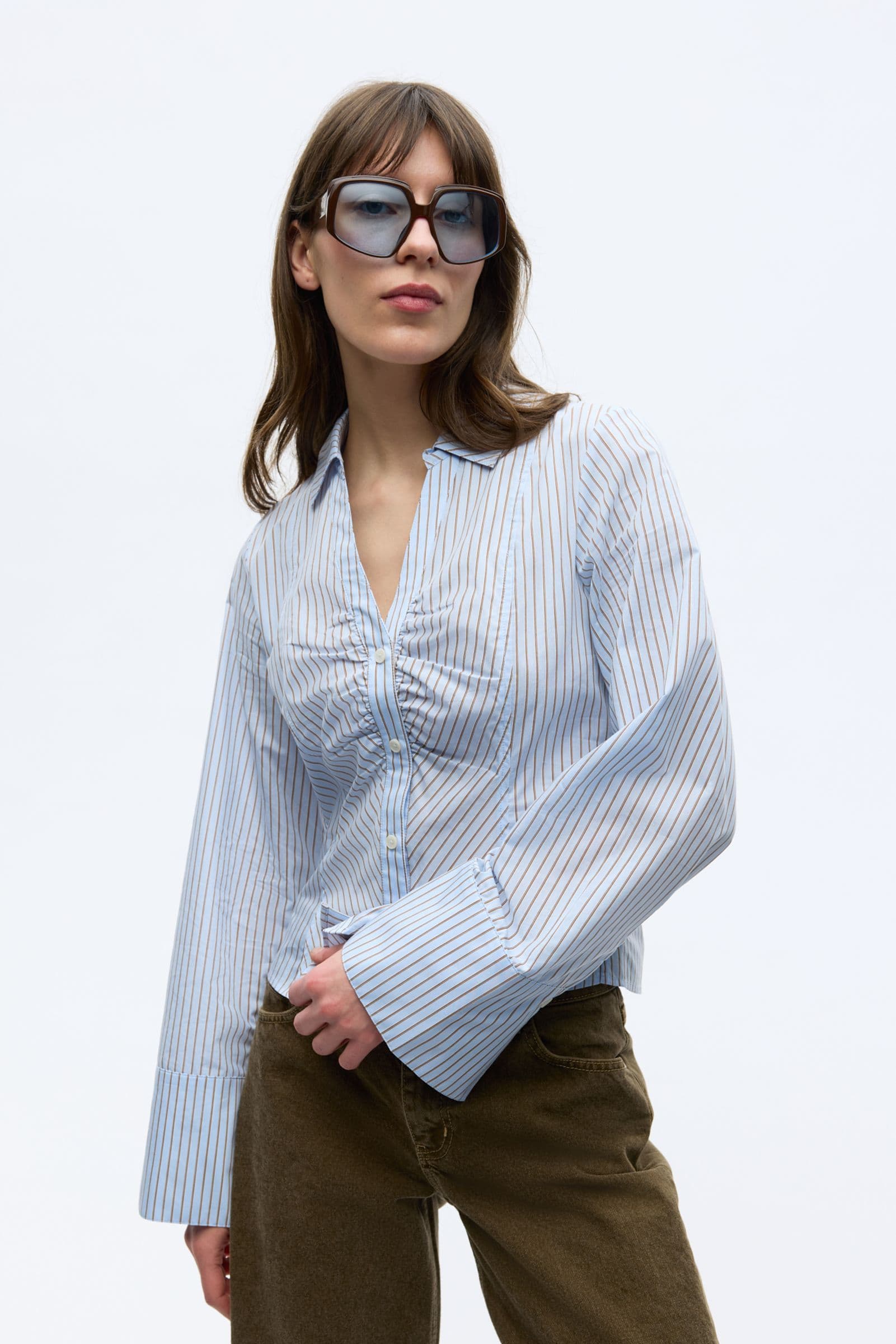 ENAGNESTA G SHIRT 7537 BLUE BROWN STRIPE